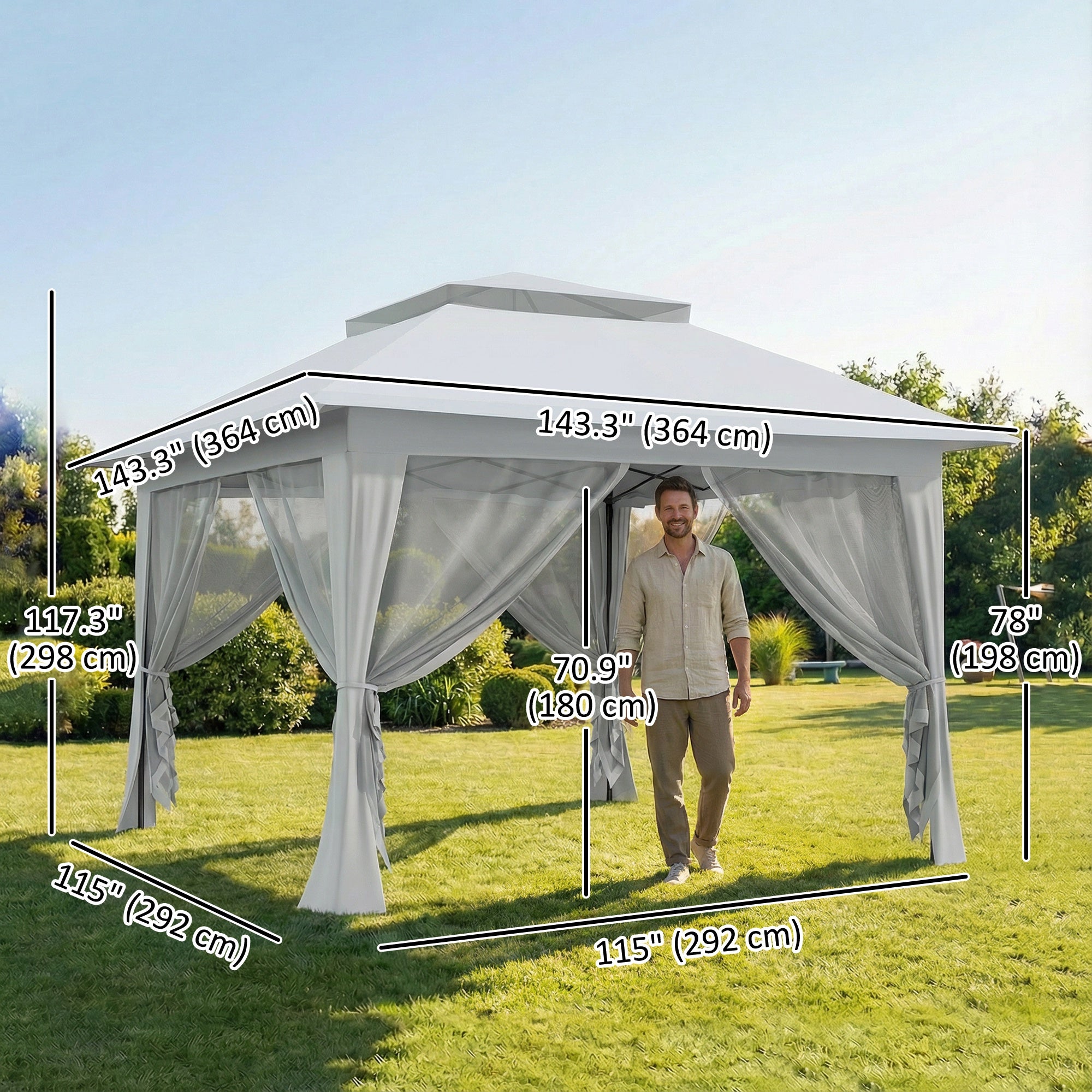 12' x 12' Pop-Up Canopy Tent - Dark Grey Steel Frame-DECOROLALA