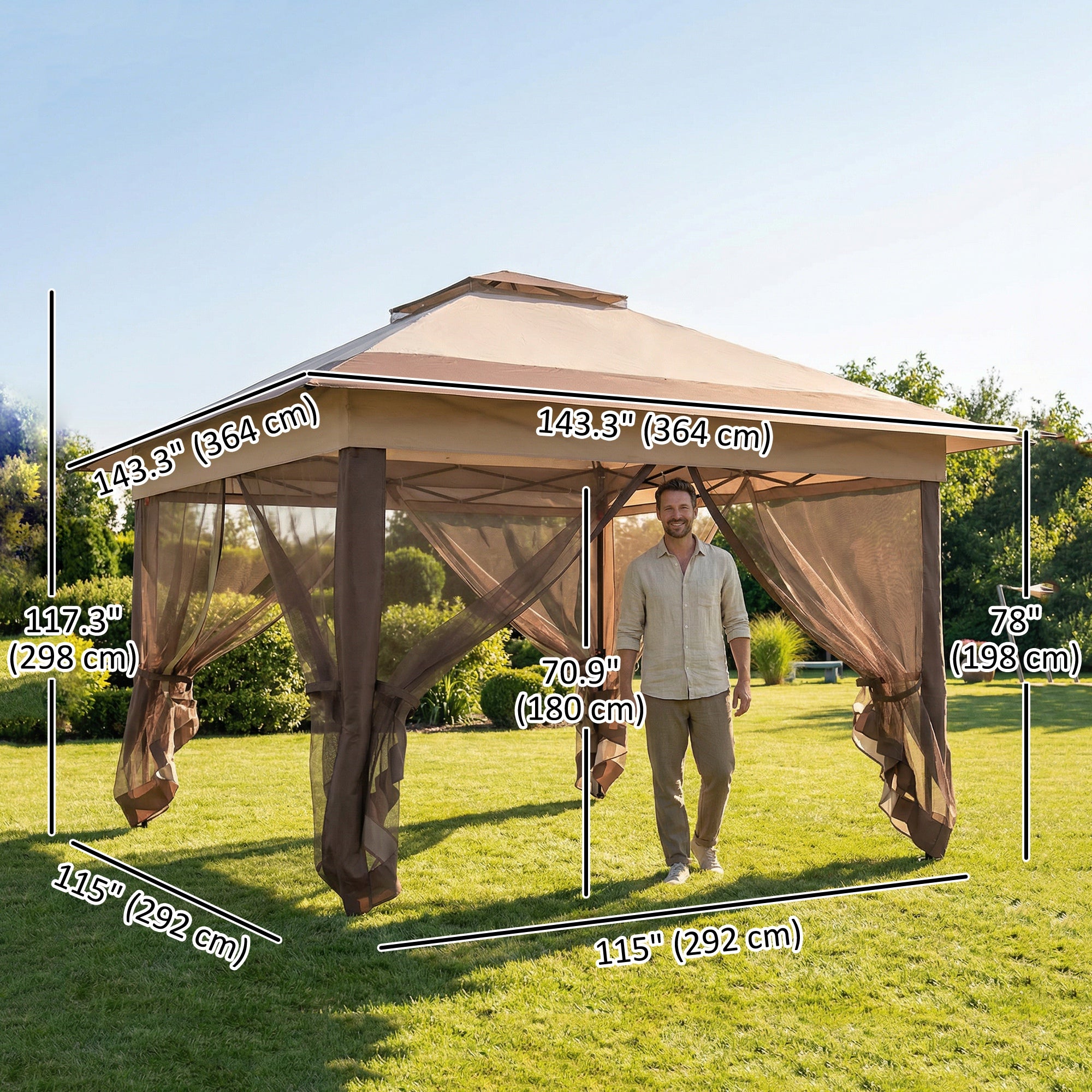 12' x 12' Pop-Up Canopy Tent - Dark Grey Steel Frame-DECOROLALA