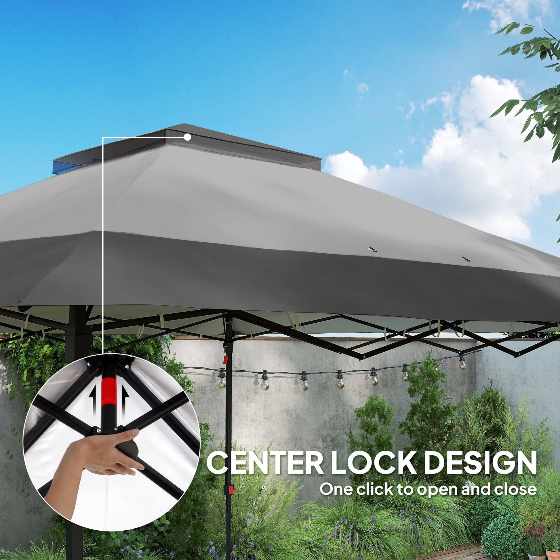 12' x 12' Pop-Up Canopy Tent - Dark Grey Steel Frame-DECOROLALA
