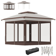 12' x 12' Pop Up Canopy Tent Mesh Sidewalls Beige-DECOROLALA