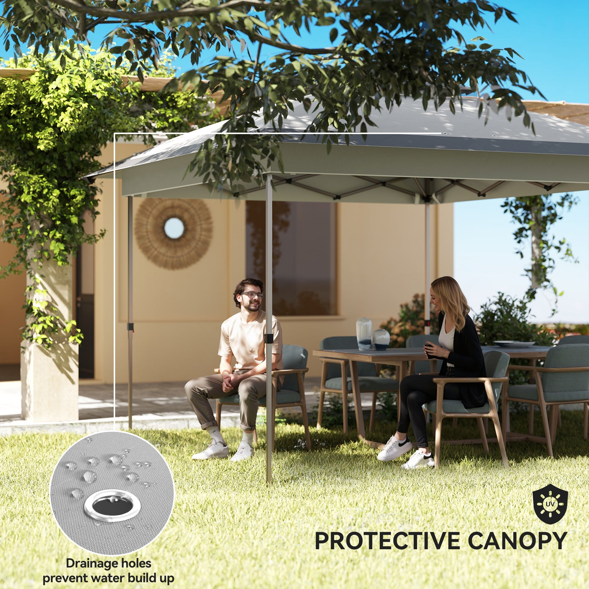 12' x 12' Pop Up Canopy with Mesh Sidewalls - Grey-DECOROLALA