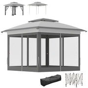 12' x 12' Pop Up Canopy with Mesh Sidewalls - Grey-DECOROLALA