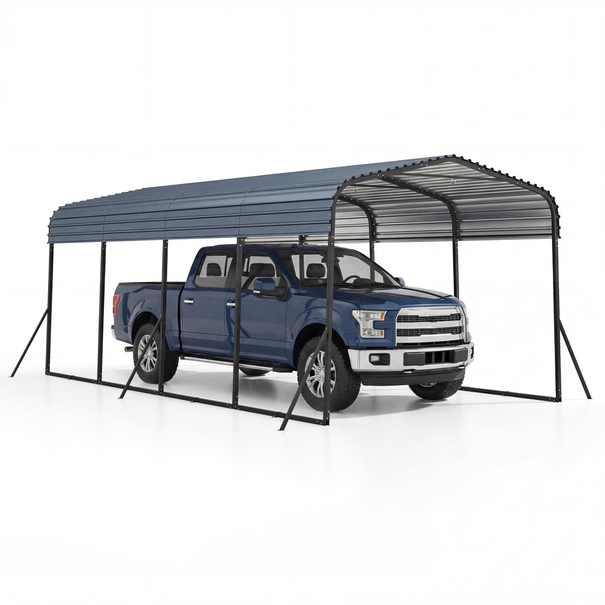 12 x 20 Feet Heavy-Duty Carport Outdoor Galvanized Steel Garage Car Shelter-Black-Carports-DECOROLALA