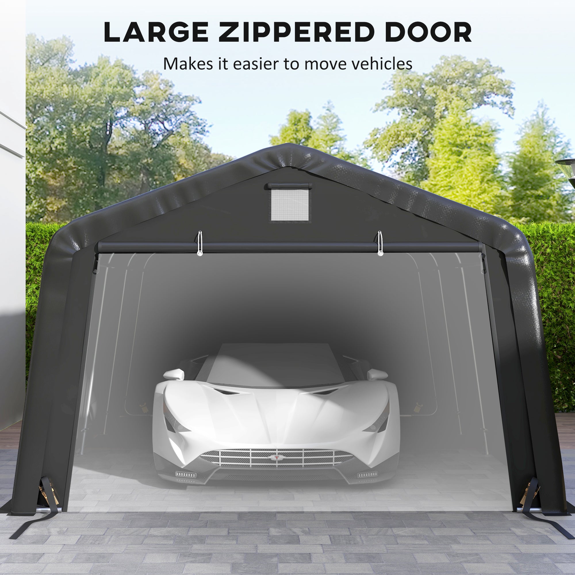 12' x 20' Heavy Duty Portable Garage Carport - Black-DECOROLALA