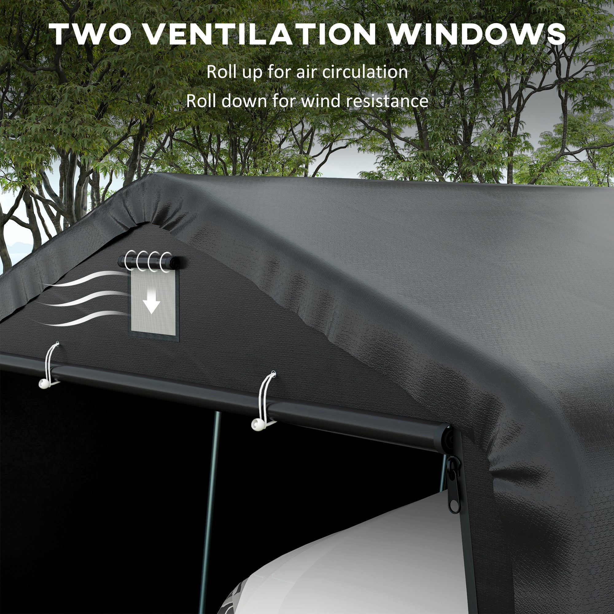 12' x 20' Heavy Duty Portable Garage Carport - Black-DECOROLALA