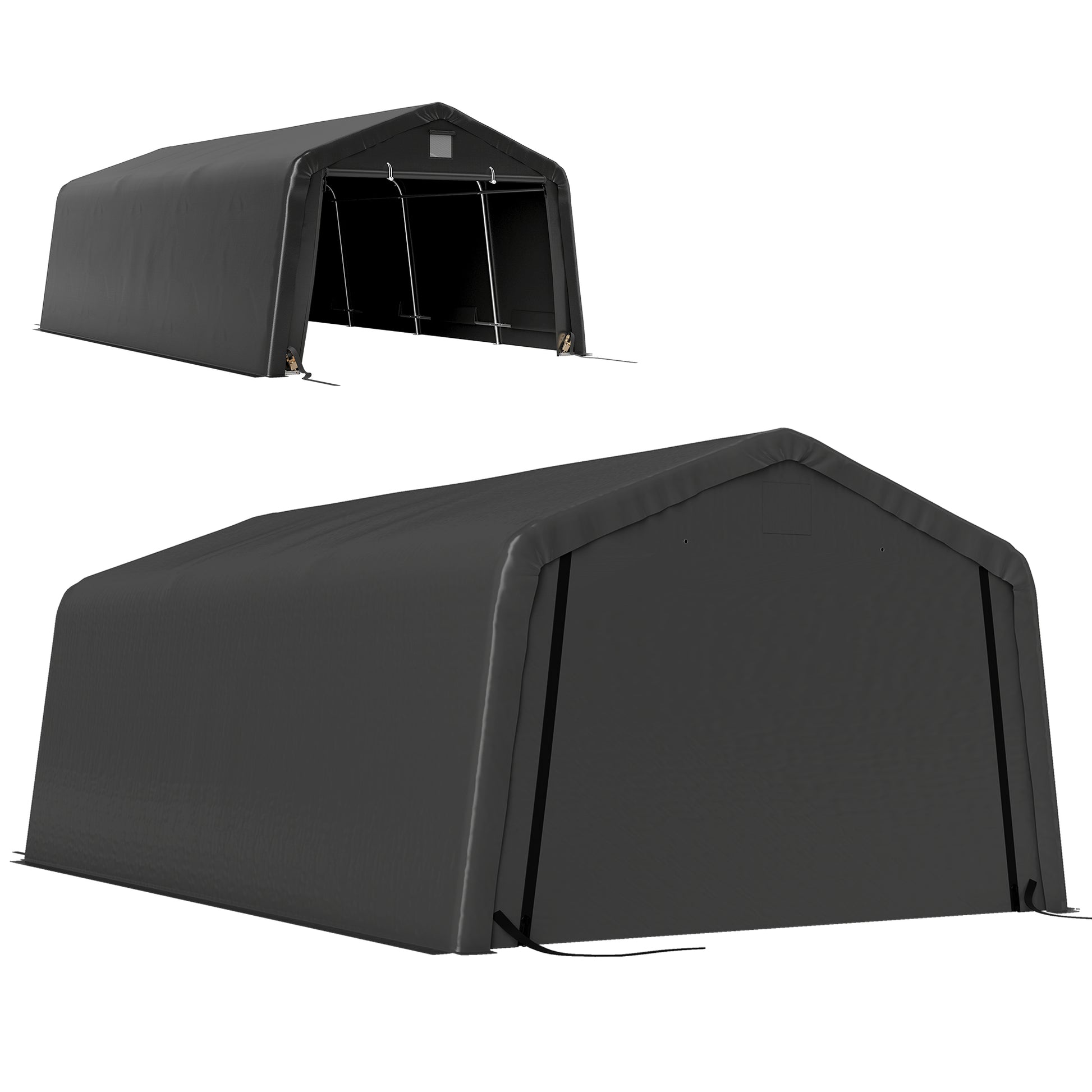 12' x 20' Heavy Duty Portable Garage Carport - Black-DECOROLALA