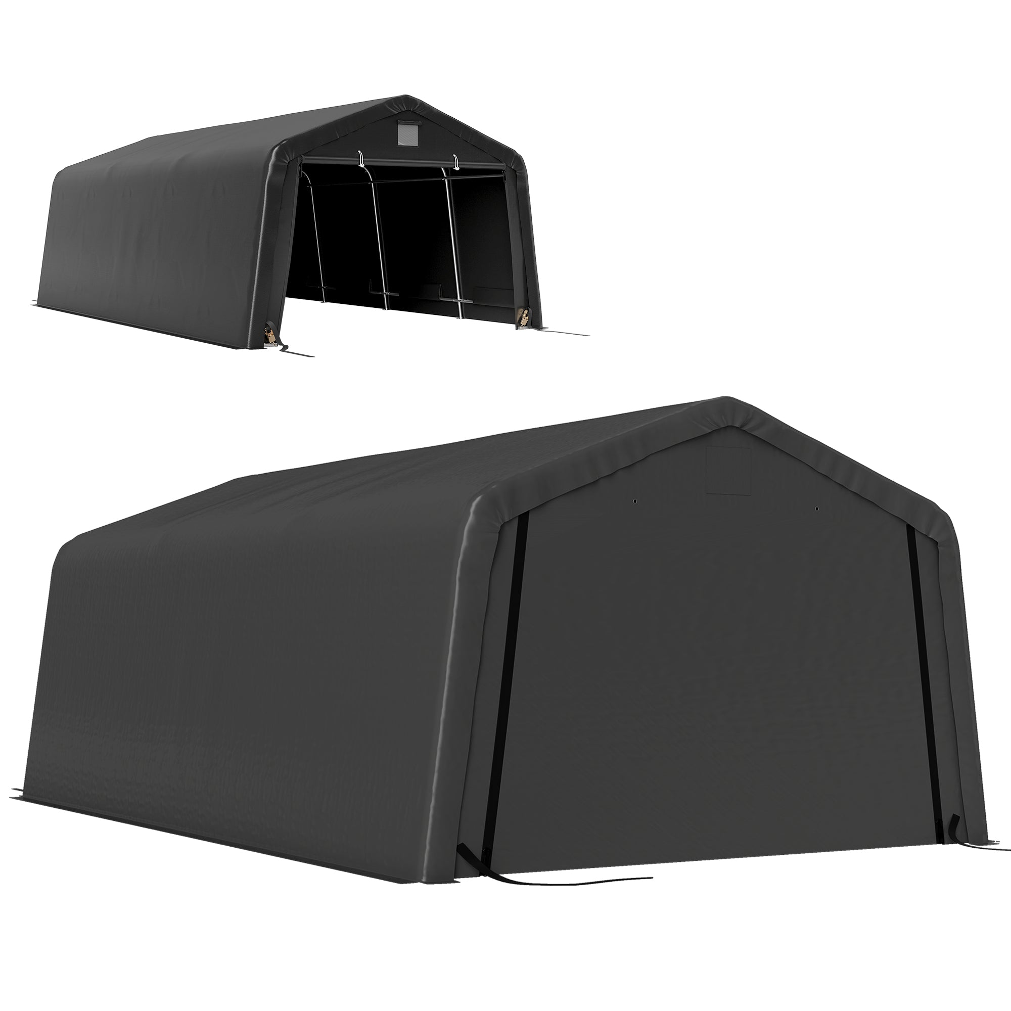 12' x 20' Heavy Duty Portable Garage Carport - Black-DECOROLALA