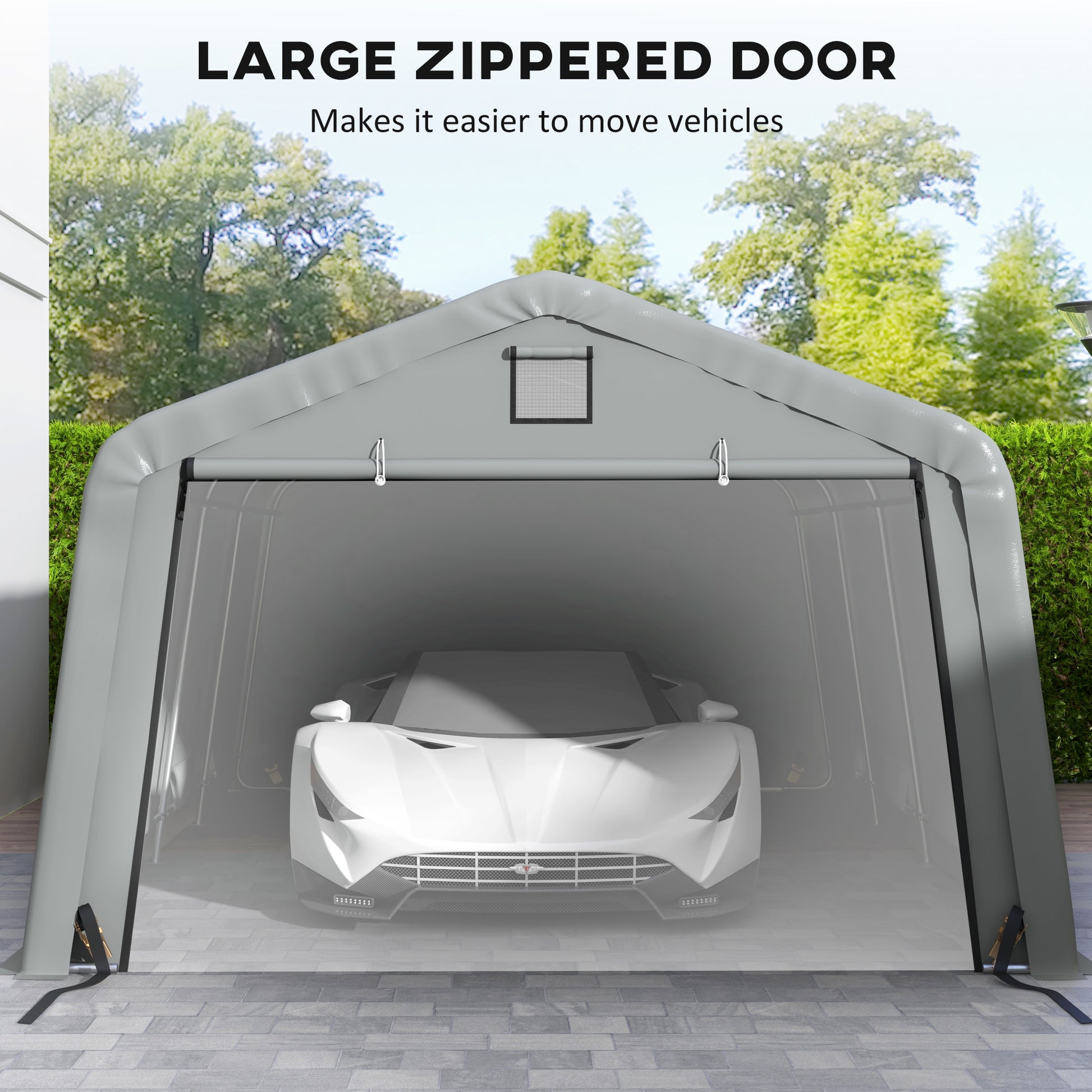 12' x 20' Heavy Duty Portable Garage Carport - Light Grey-DECOROLALA