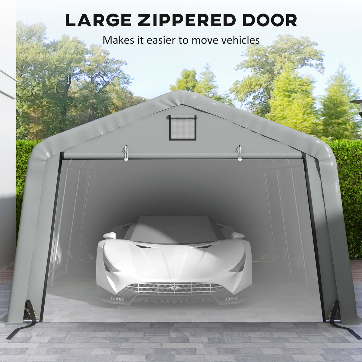 12' x 20' Heavy Duty Portable Garage Carport - Light Grey-DECOROLALA