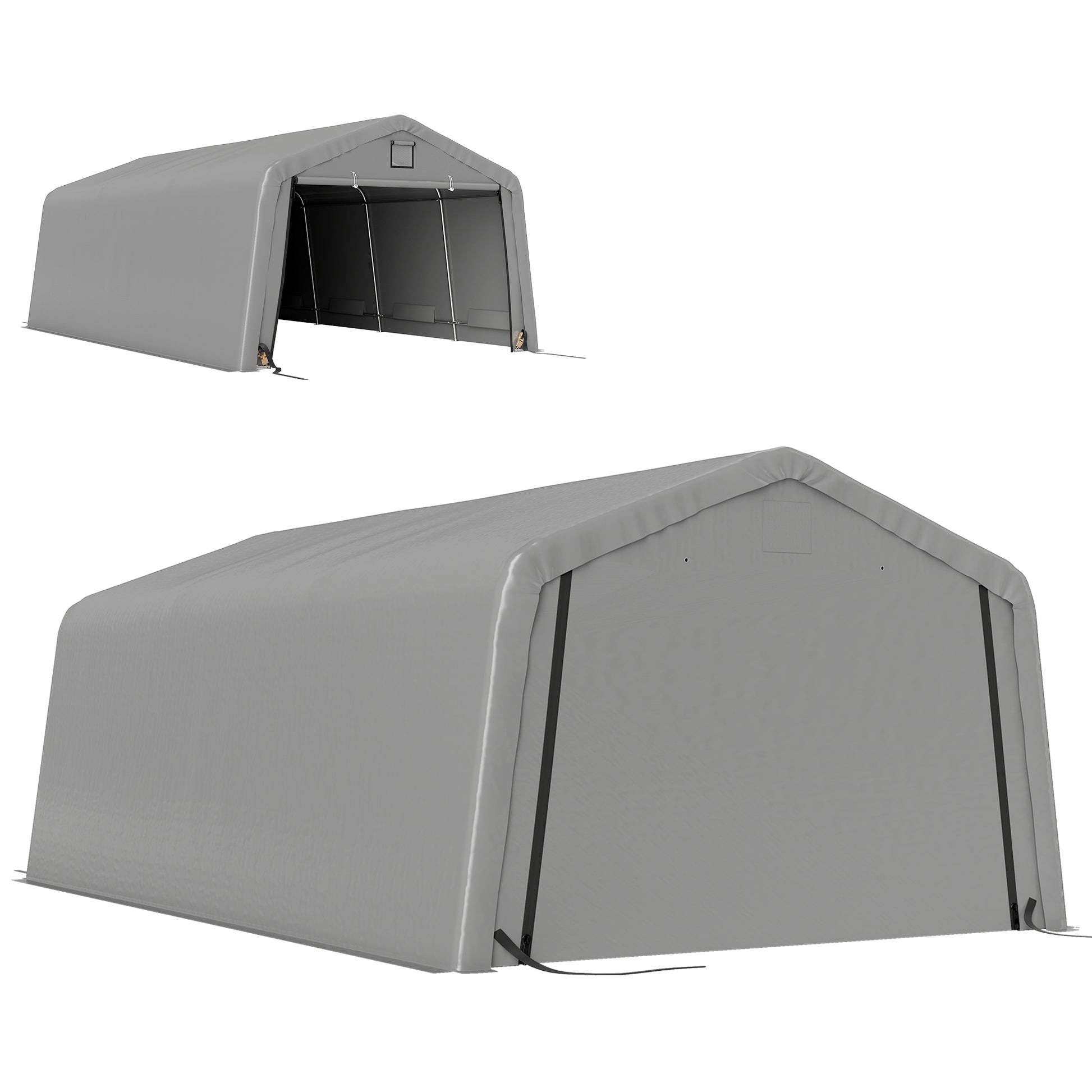 12' x 20' Heavy Duty Portable Garage Carport - Light Grey-DECOROLALA