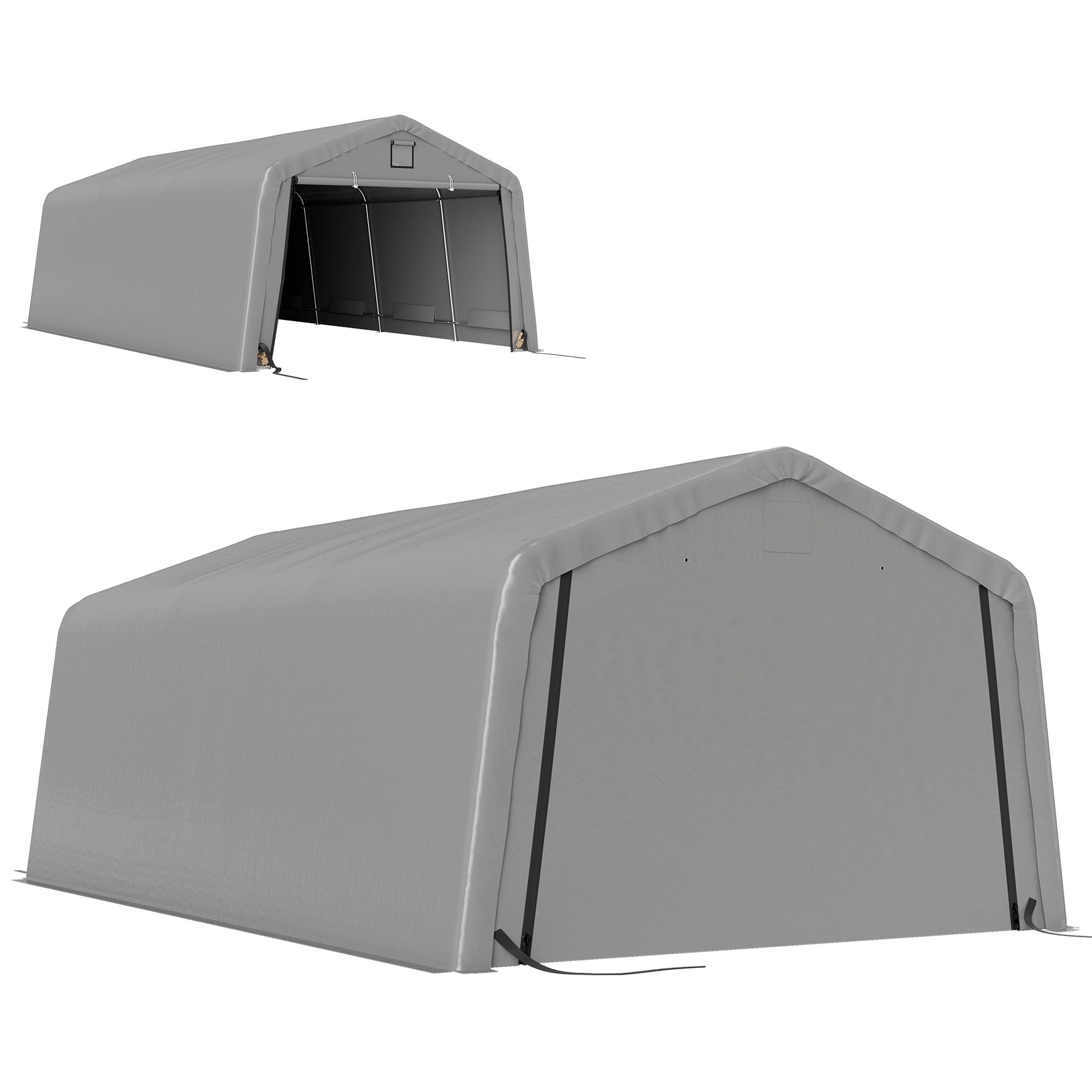 12' x 20' Heavy Duty Portable Garage Carport - Light Grey-DECOROLALA