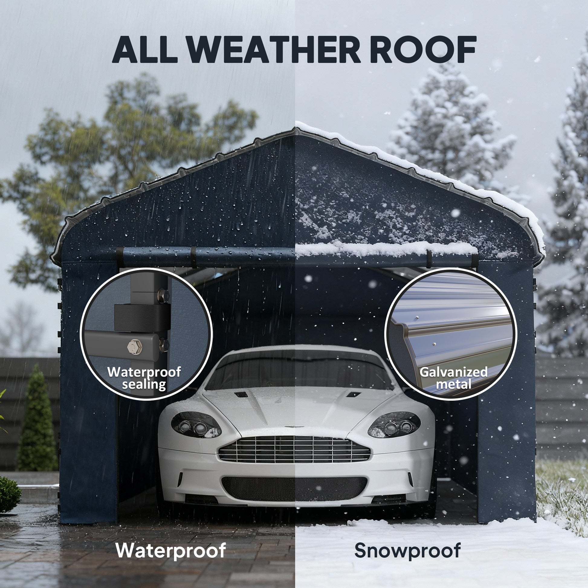 12' x 20' Metal Carport - Heavy Duty Garage Dark Grey-Patio & Garden > Wedding & Events Tents > Car Shelters-DECOROLALA
