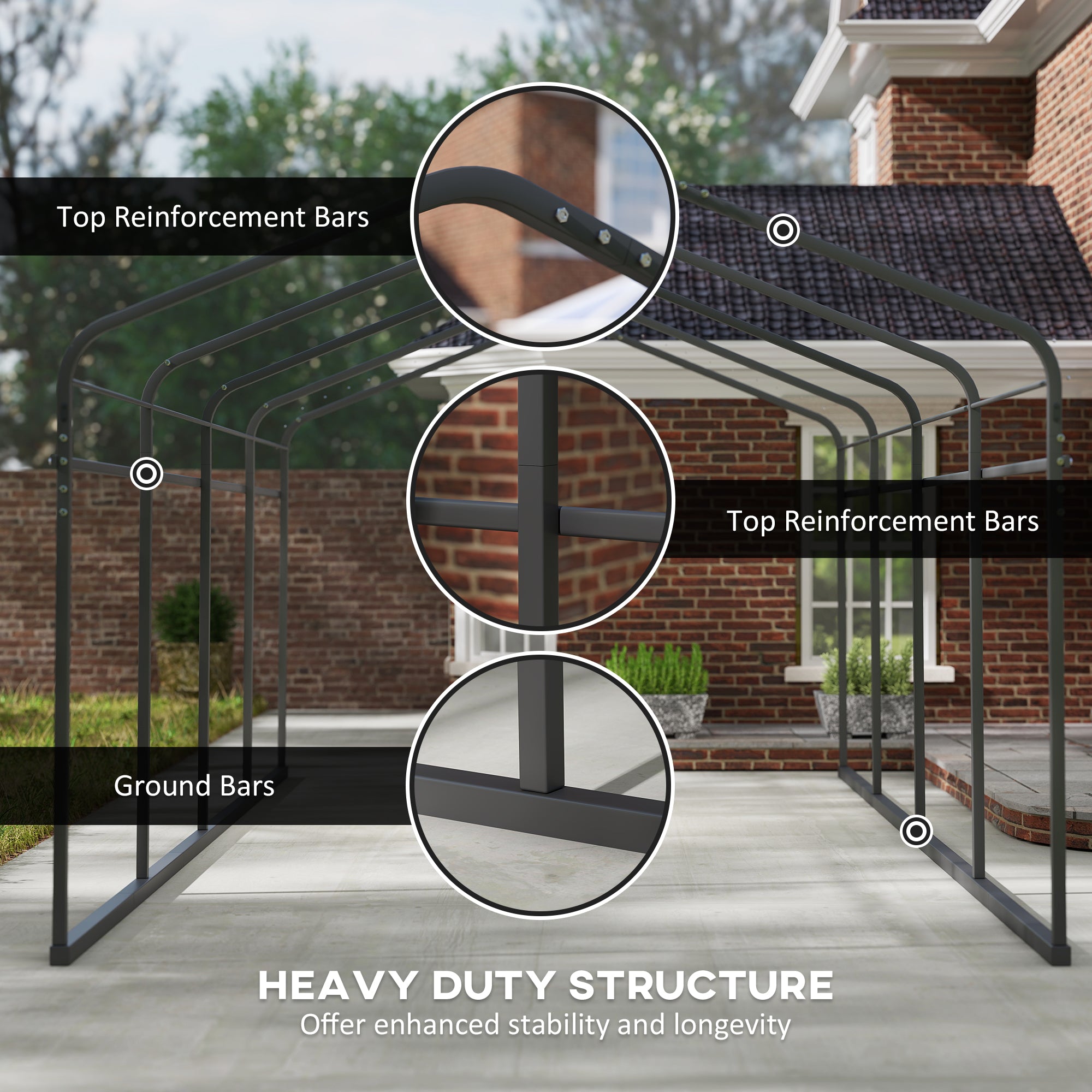 12' x 20' Metal Carport - Heavy Duty Garage Dark Grey-Patio & Garden > Wedding & Events Tents > Car Shelters-DECOROLALA