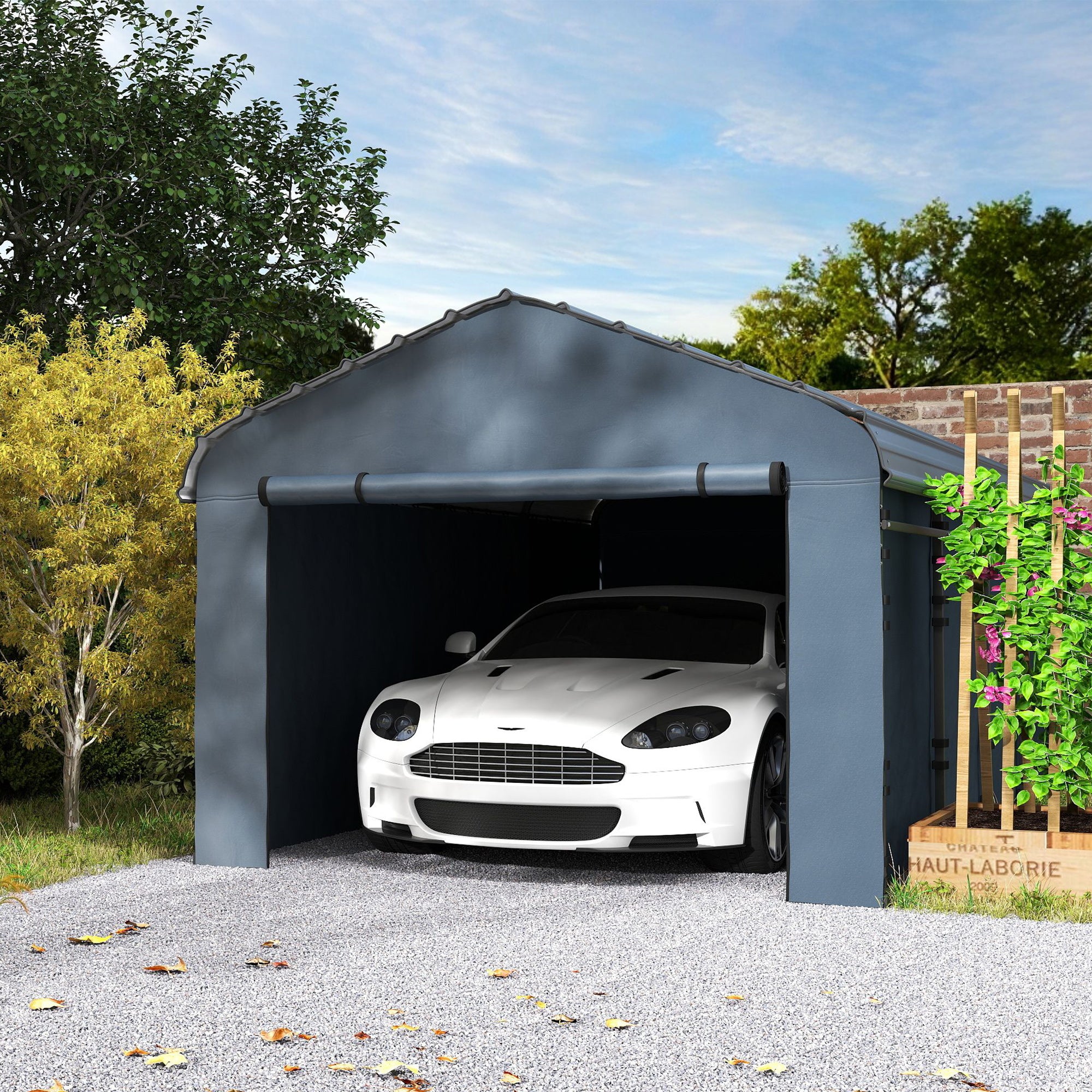 12' x 20' Metal Carport - Heavy Duty Garage Dark Grey-Patio & Garden > Wedding & Events Tents > Car Shelters-DECOROLALA