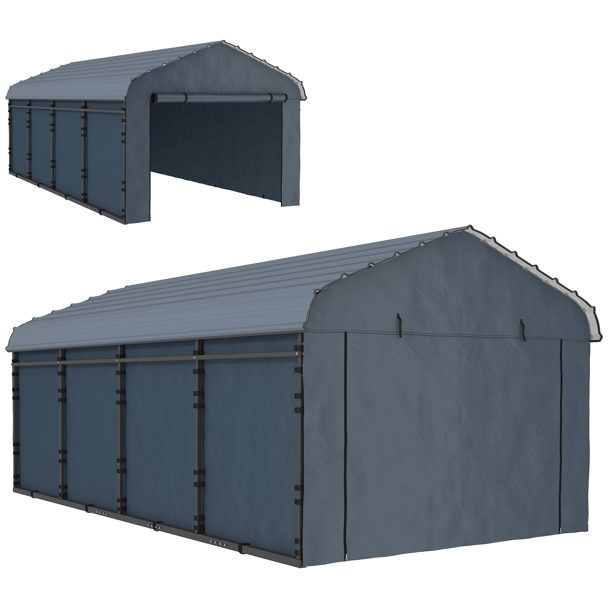 12' x 20' Metal Carport - Heavy Duty Garage Dark Grey-Patio & Garden > Wedding & Events Tents > Car Shelters-DECOROLALA