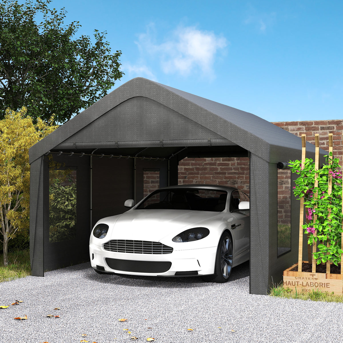 12' x 20' Portable Carport Garage - Dark Grey-Carports-DECOROLALA
