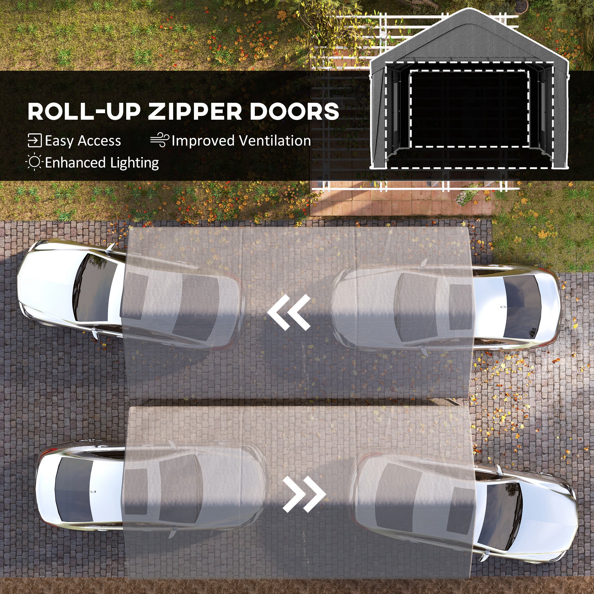 12' x 20' Portable Carport Garage - Dark Grey-Patio & Garden > Wedding & Events Tents > Car Shelters-DECOROLALA