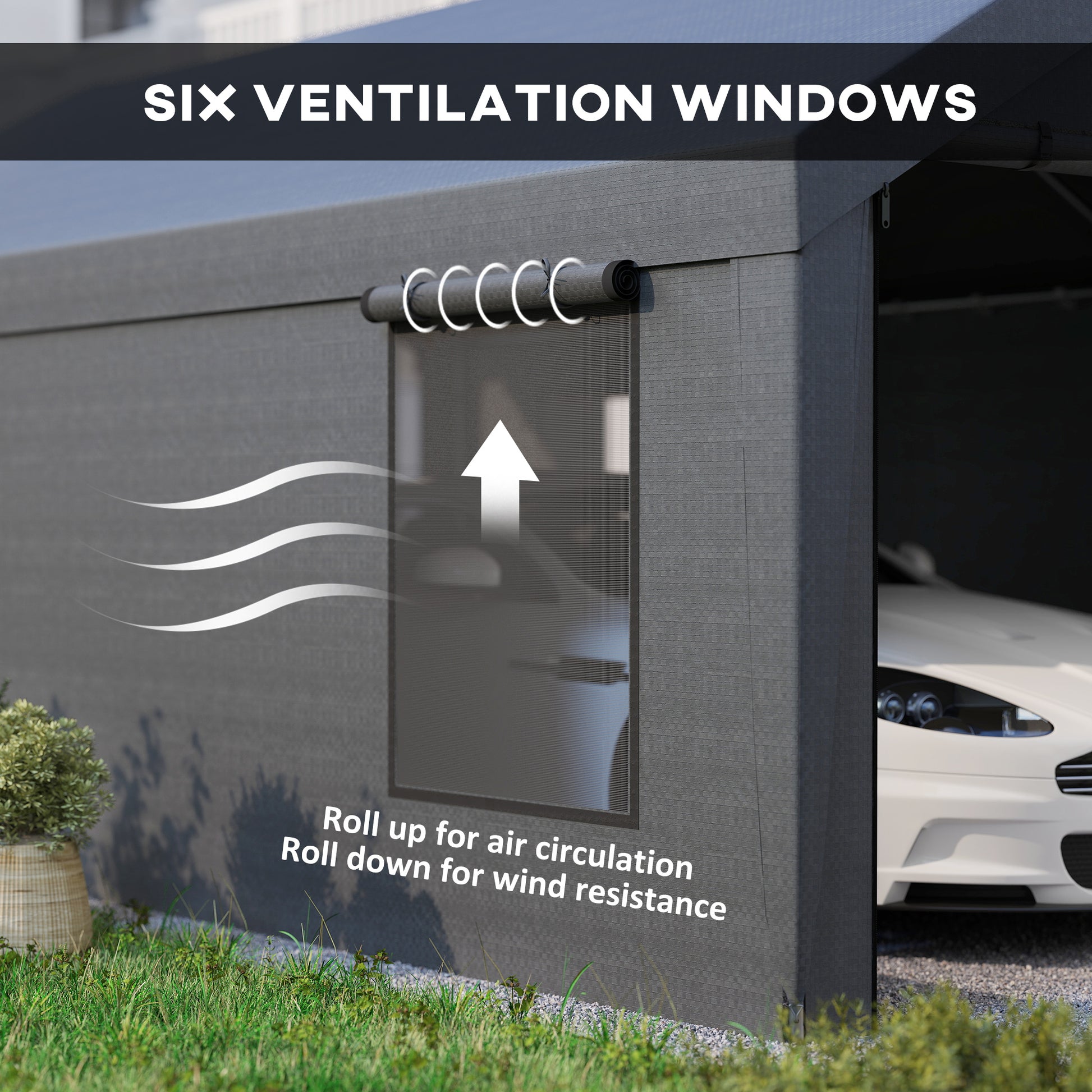 12' x 20' Portable Carport Garage - Dark Grey-Patio & Garden > Wedding & Events Tents > Car Shelters-DECOROLALA