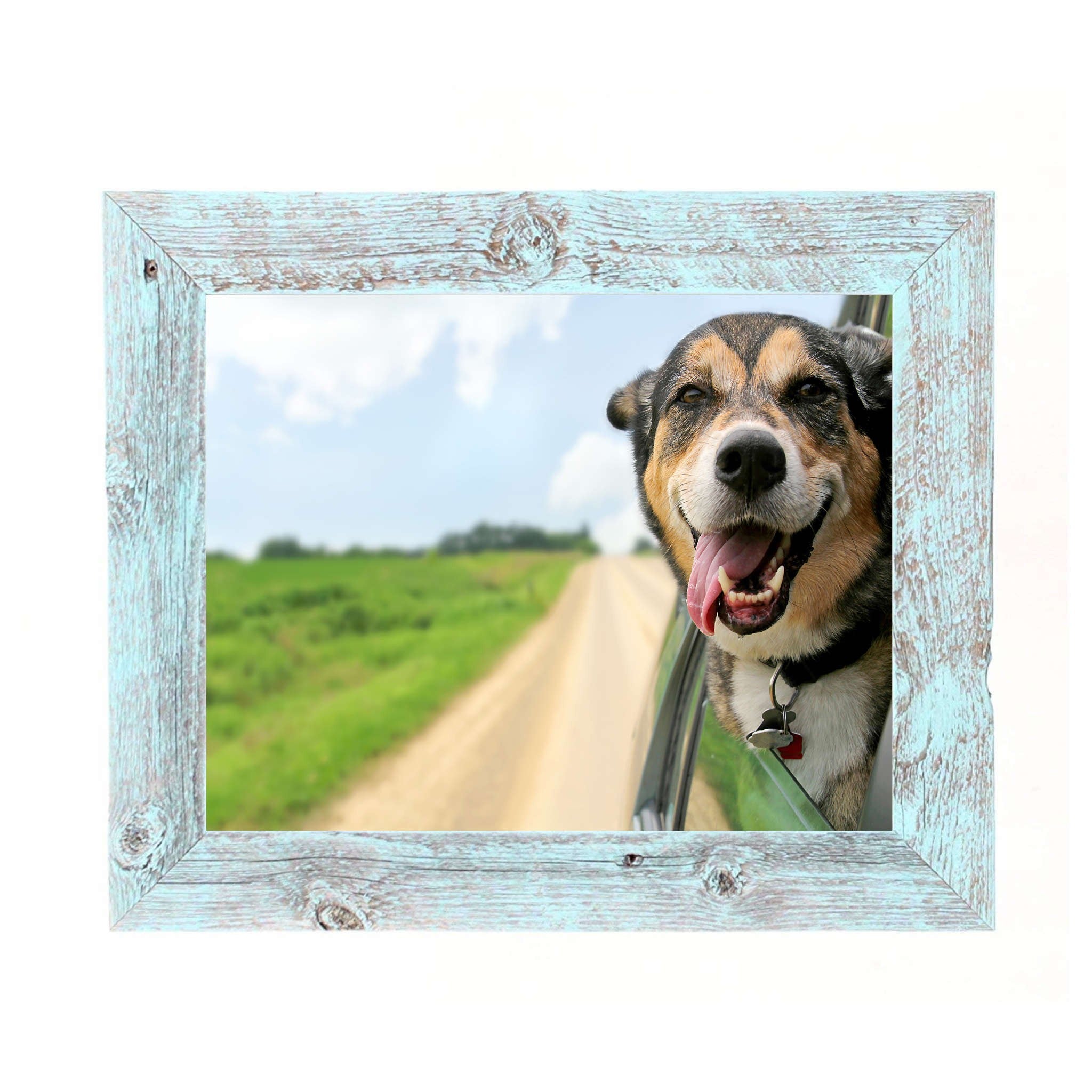 12" x 24" Blue Solid Wood Hanging Picture Frame-Picture Frames-DECOROLALA