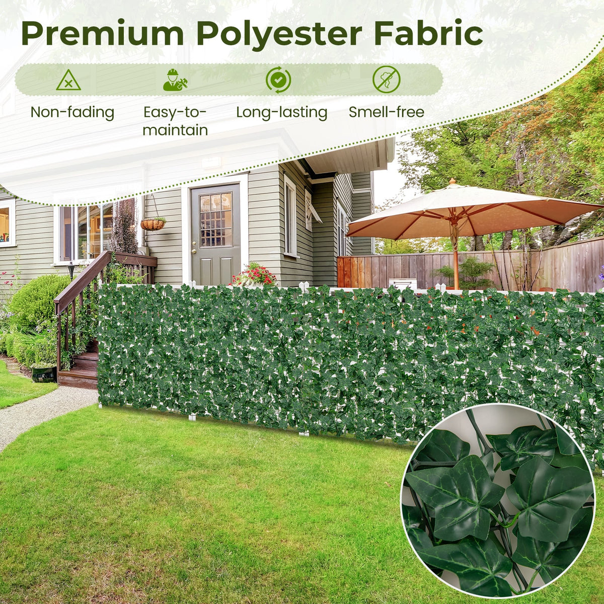 120 x 40 Inch Artificial Ivy Privacy Fence-Artificial Plants-DECOROLALA