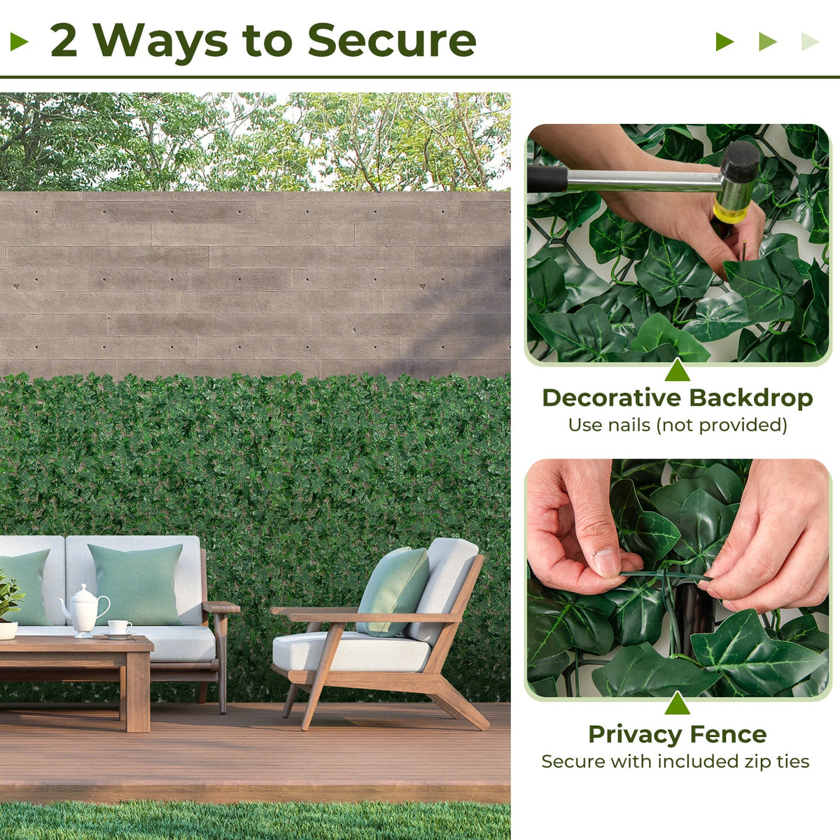 120 x 40 Inch Artificial Ivy Privacy Fence-Artificial Plants-DECOROLALA