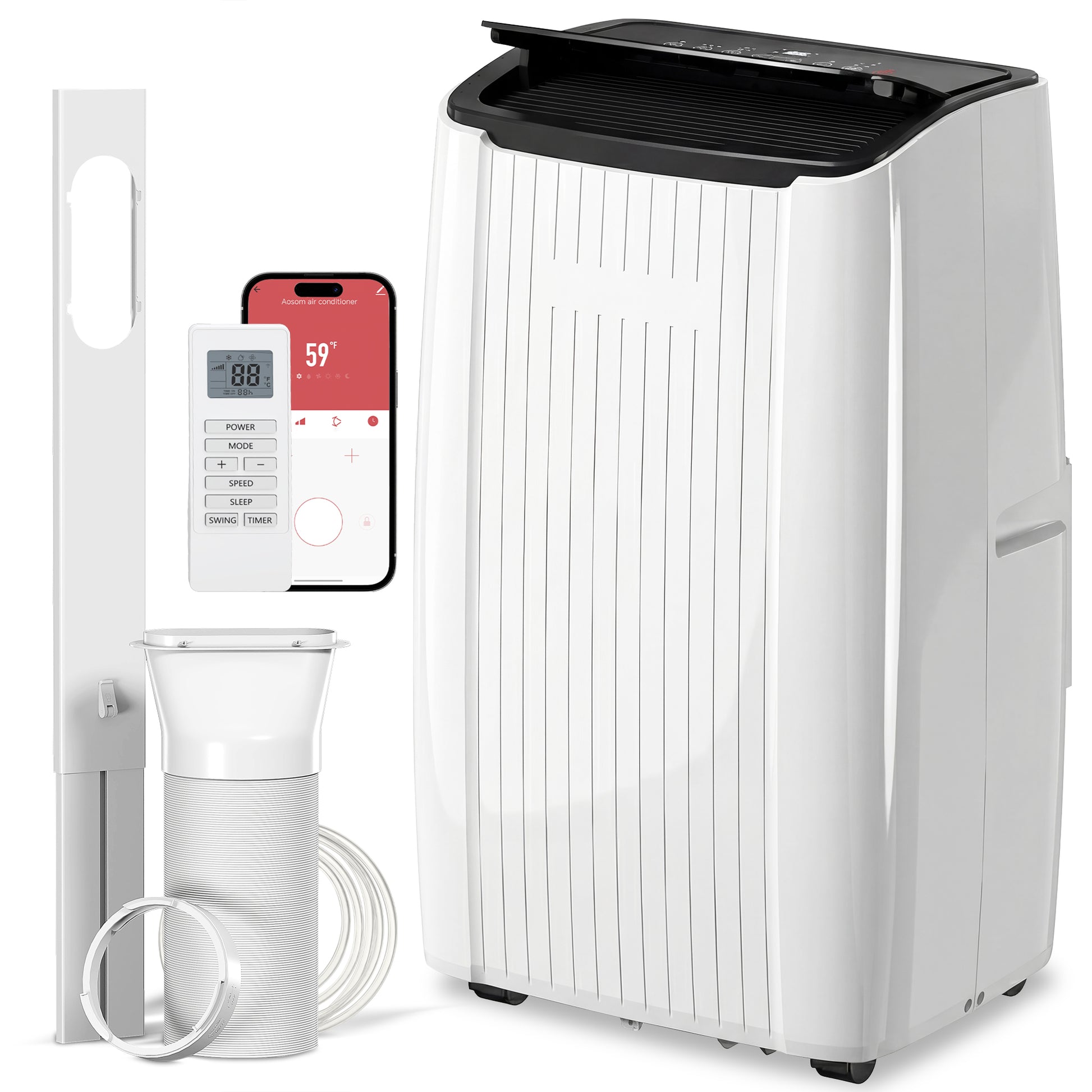 12000 BTU 5-in-1 Portable Air Conditioner - WiFi White-Air Conditioner-DECOROLALA