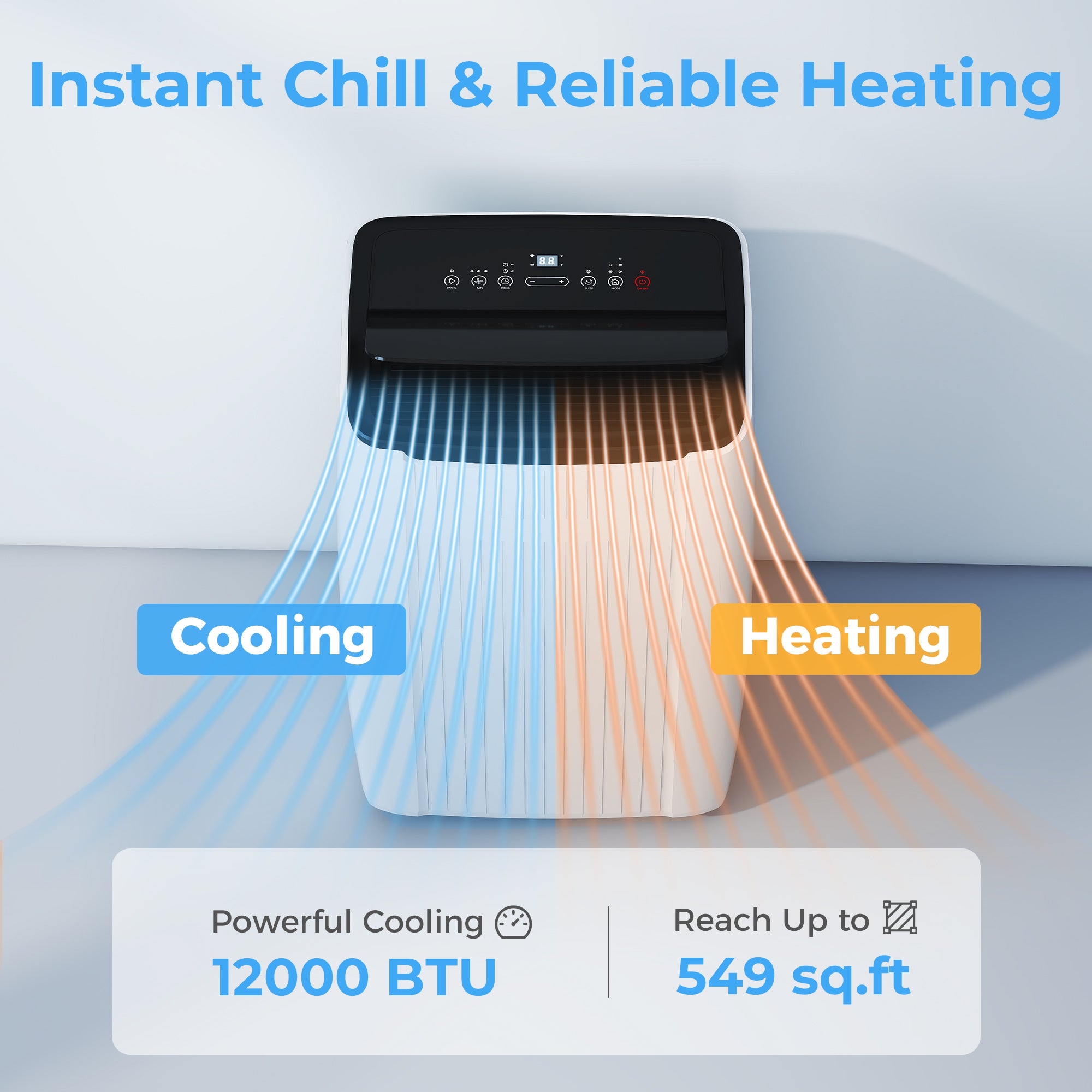 12000 BTU 5-in-1 Portable Air Conditioner - WiFi White-Air Conditioner-DECOROLALA