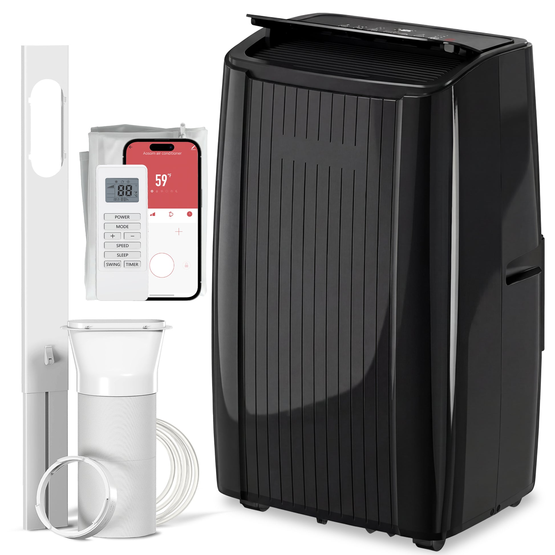 12000 BTU 5-in-1 Portable Air Conditioner with WiFi - Black-Air Conditioner-DECOROLALA