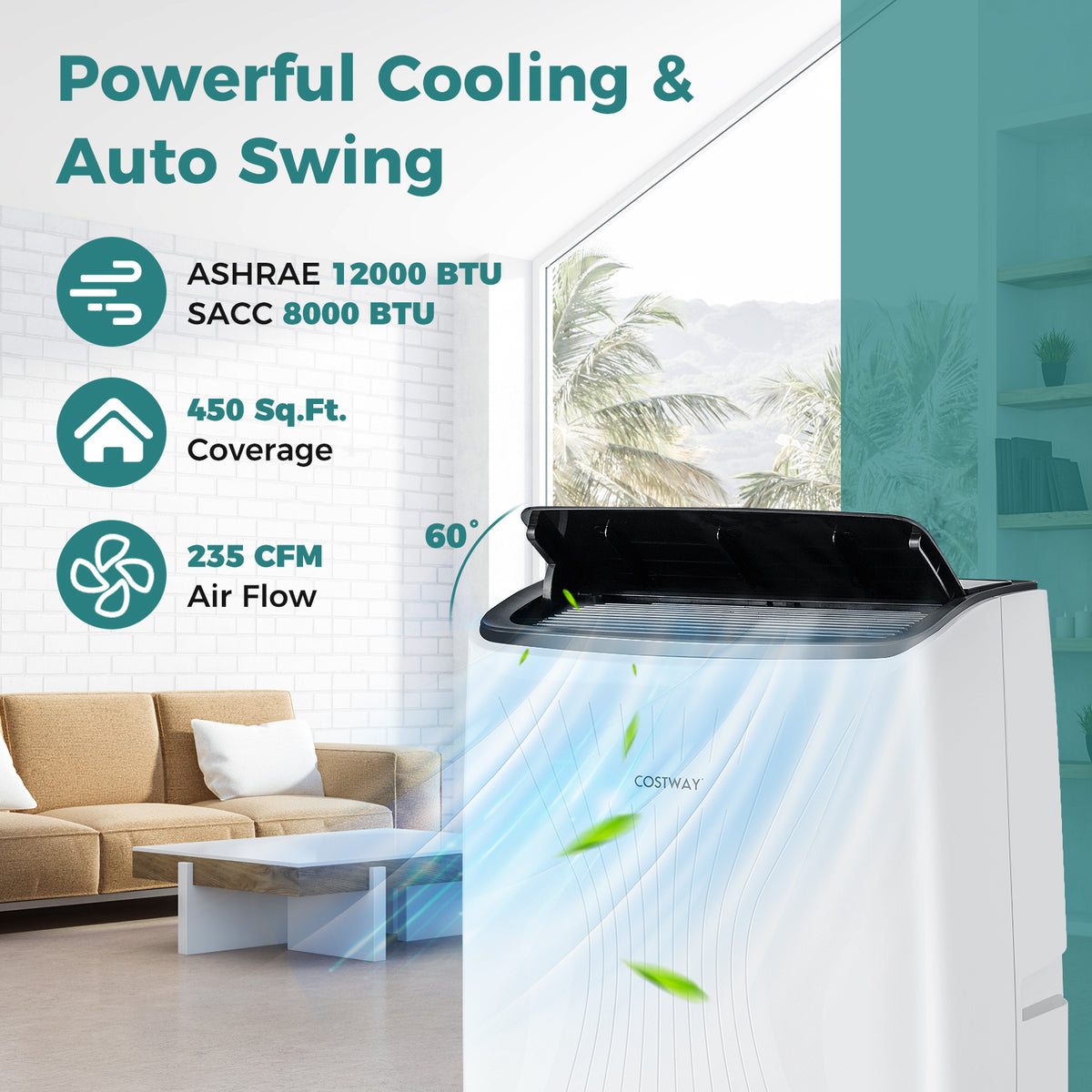 12000 BTU Portable Air Conditioner with Heat and Smart WiFi-Portable Air Conditioners-DECOROLALA
