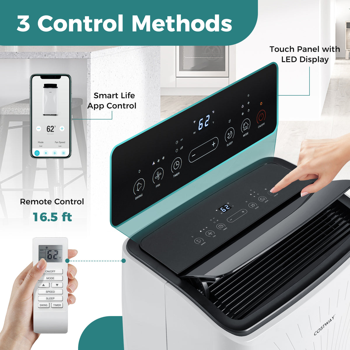 12000 BTU Portable Air Conditioner with Heat and Smart WiFi-Portable Air Conditioners-DECOROLALA