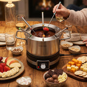 1200W Electric Fondue Pot Set with Removable Stainless Steel Pot and 6 Forks-Small Kitchen Appliances-DECOROLALA