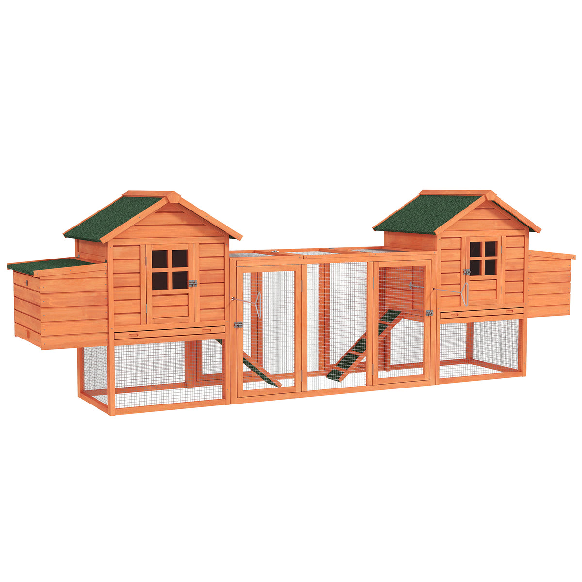 123" Extra Large Wooden Chicken Coop with Run and Nesting Boxes-Small Animals-DECOROLALA