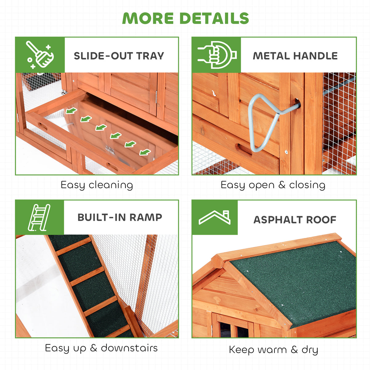 123" Extra Large Wooden Chicken Coop with Run and Nesting Boxes-Small Animals-DECOROLALA