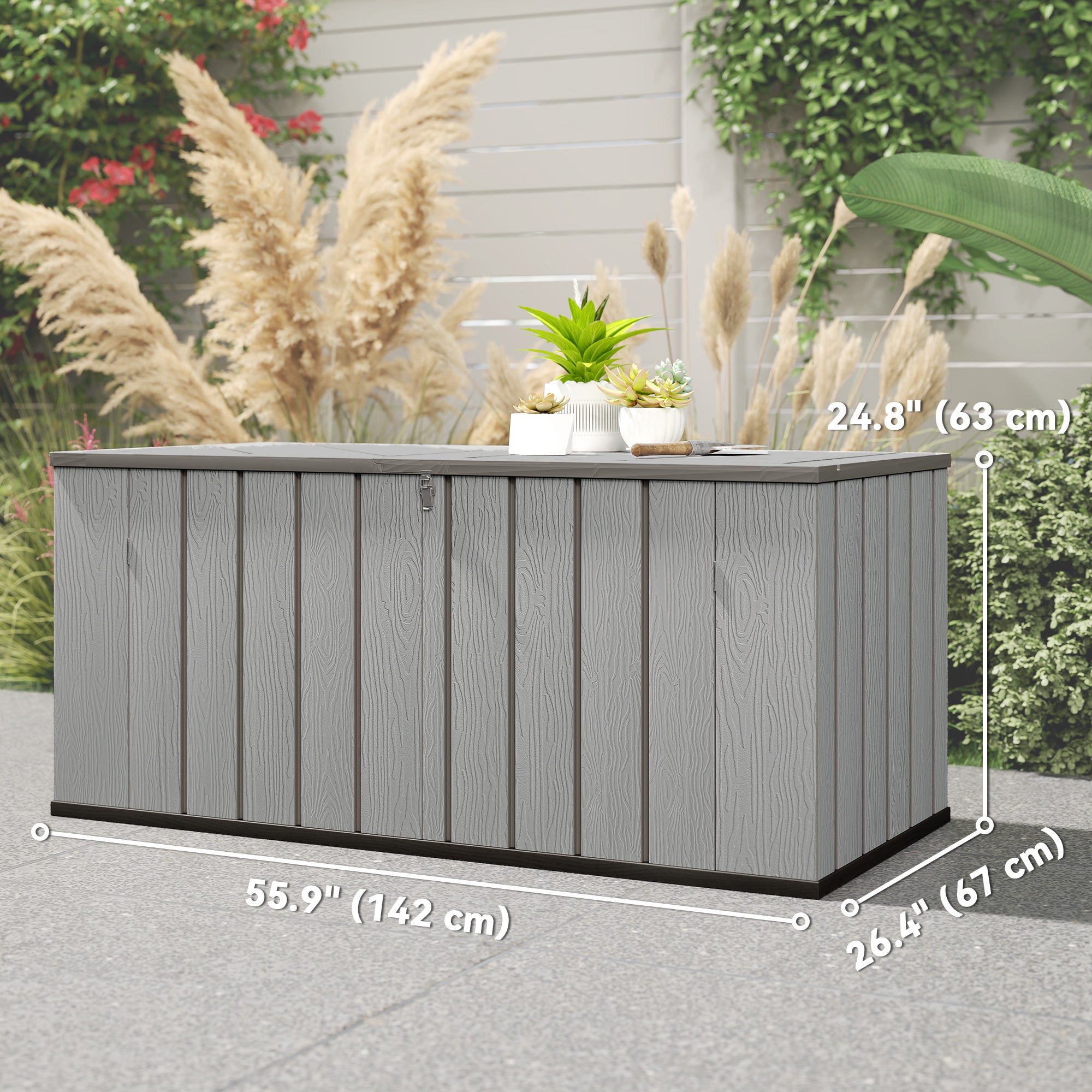 125.5 Gallon Outdoor Storage Deck Box - Grey HDPE-DECOROLALA