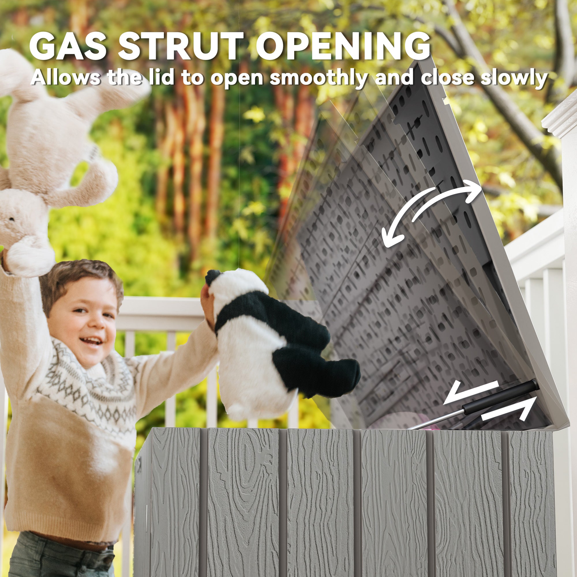 125.5 Gallon Outdoor Storage Deck Box - Grey HDPE-DECOROLALA