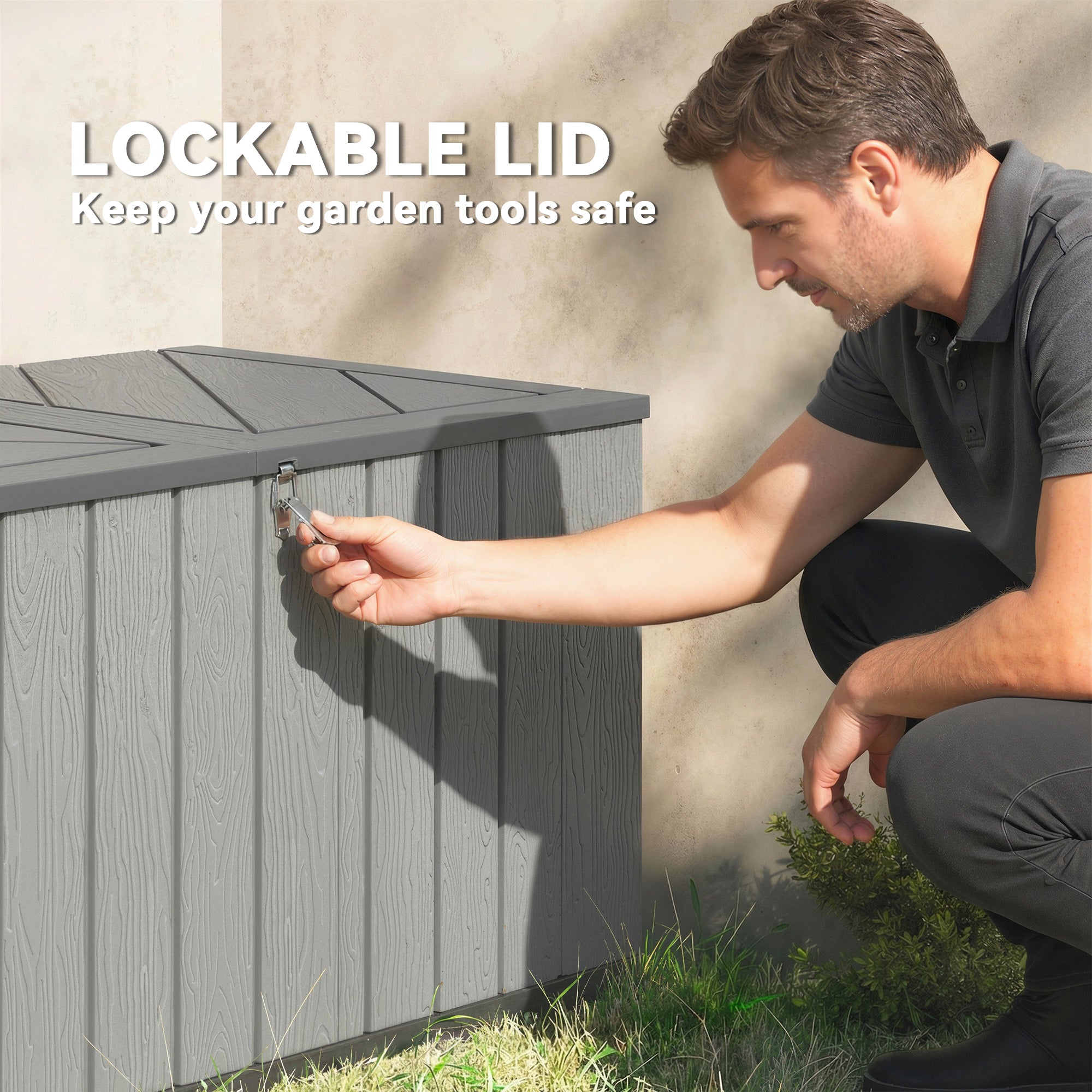 125.5 Gallon Outdoor Storage Deck Box - Grey HDPE-DECOROLALA