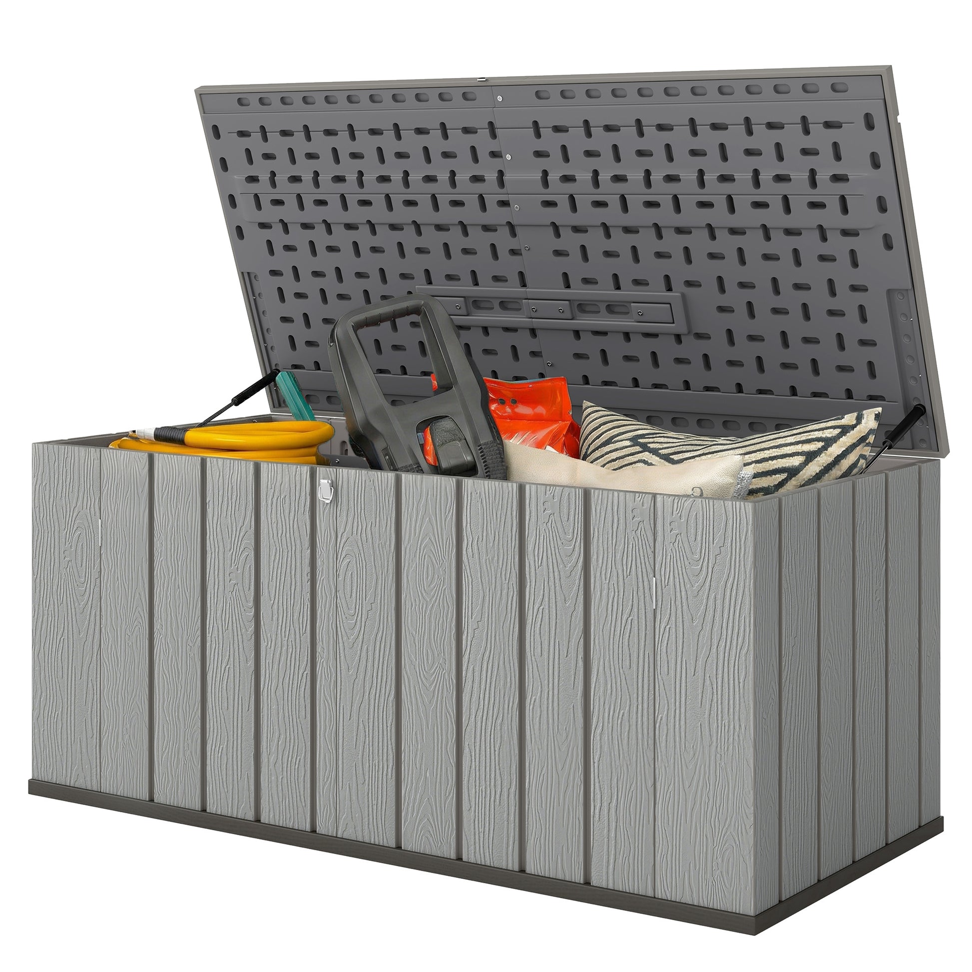 125.5 Gallon Outdoor Storage Deck Box - Grey HDPE-DECOROLALA