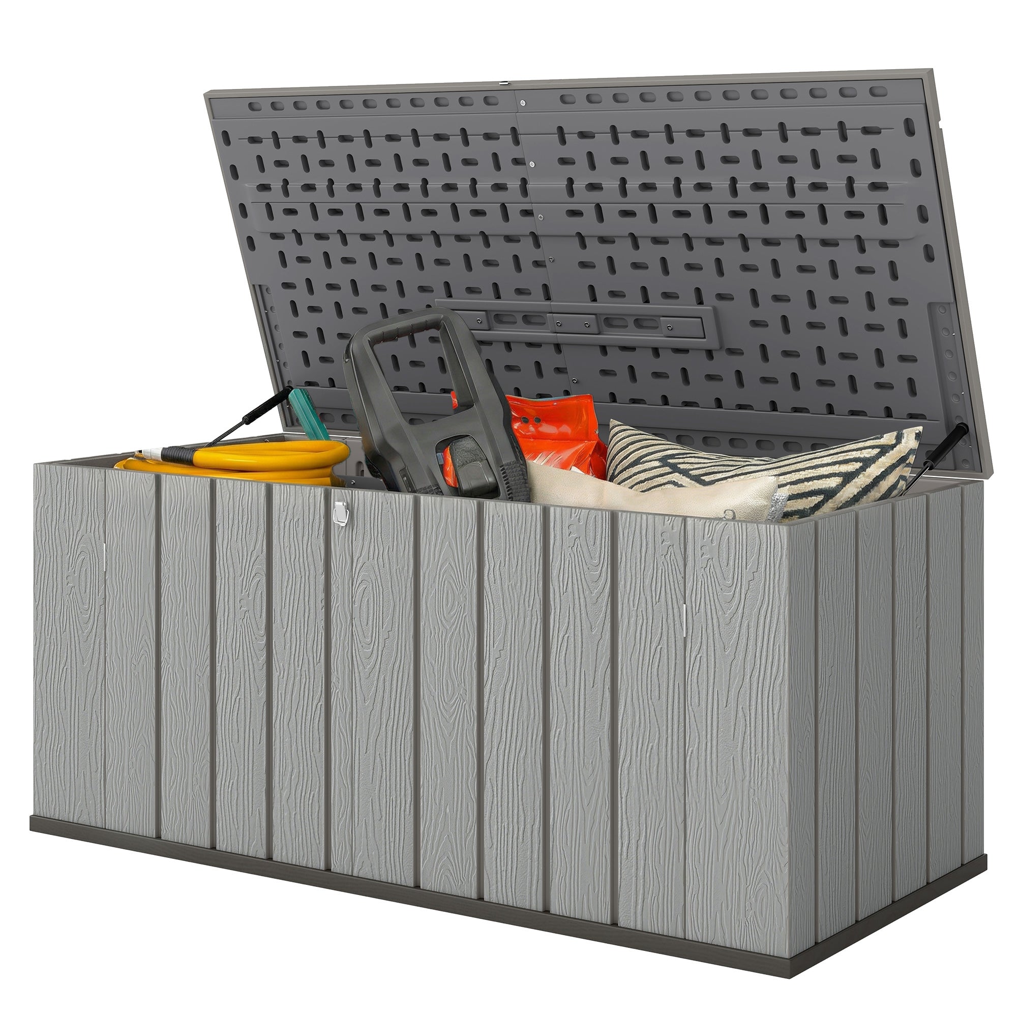 125.5 Gallon Outdoor Storage Deck Box - Grey HDPE-DECOROLALA