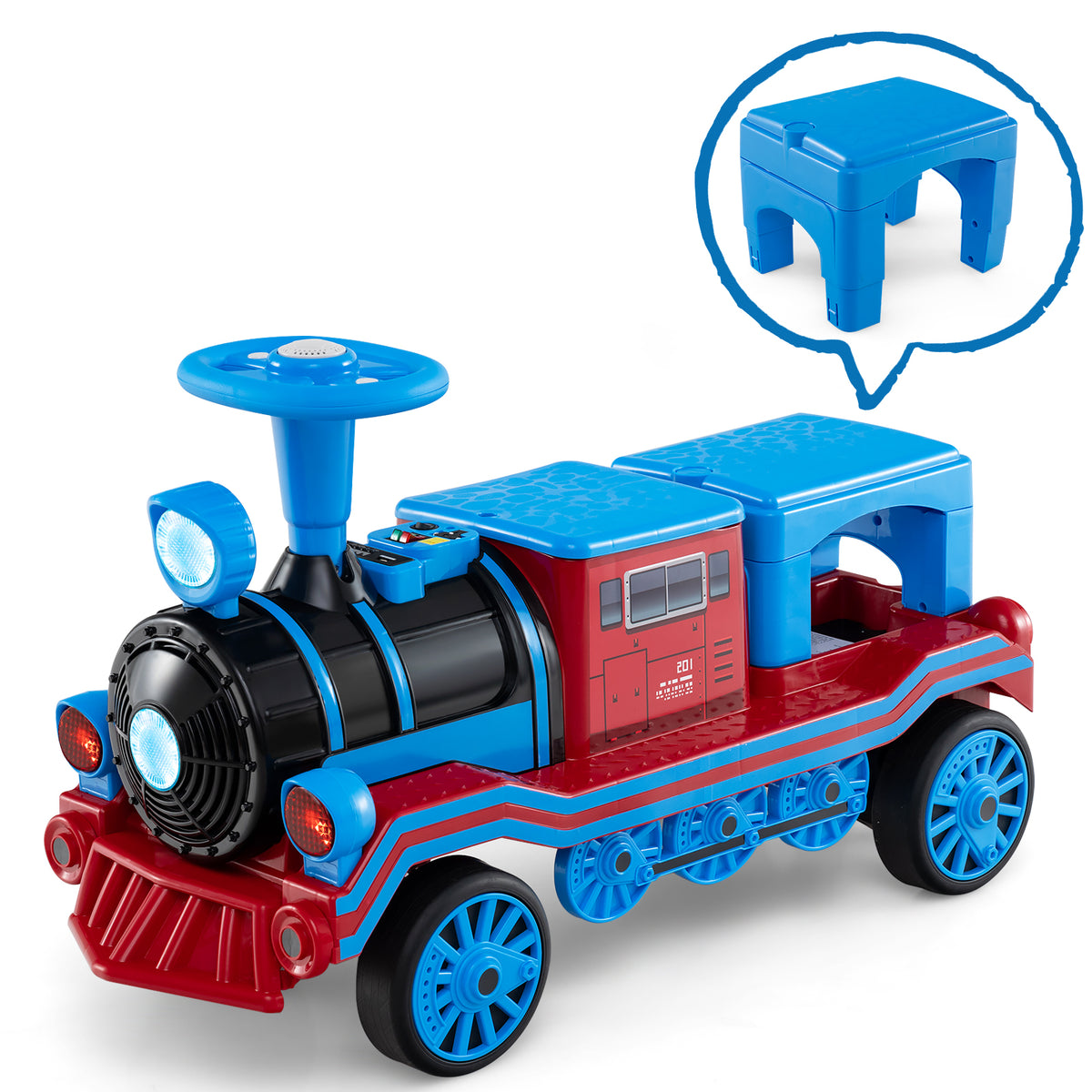12V 2-Seater Electric Ride-On Train Toy with Removable Chair-Electric Riding Vehicles-DECOROLALA