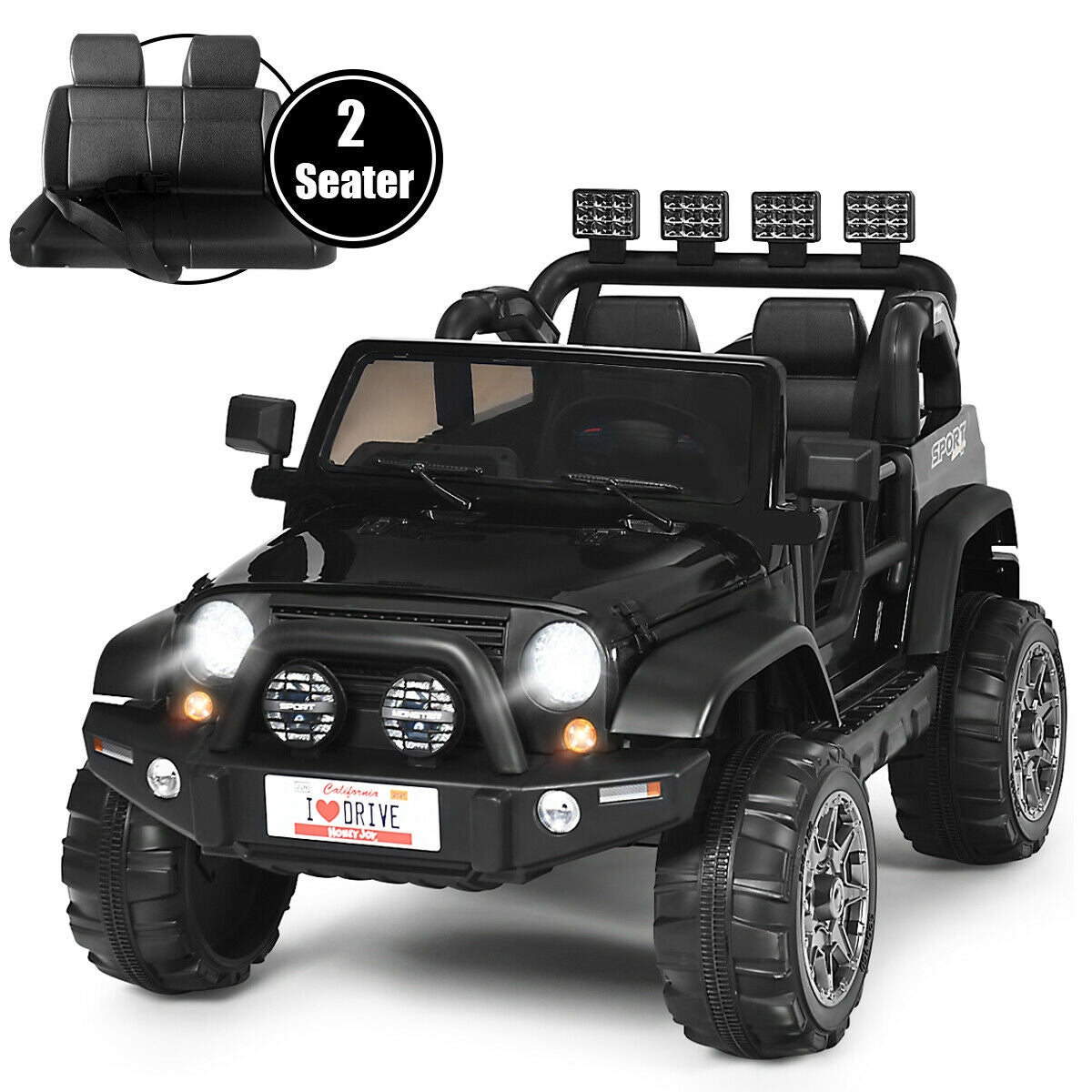 12V 2-Seater Ride-On Car Truck with Remote Control and Storage