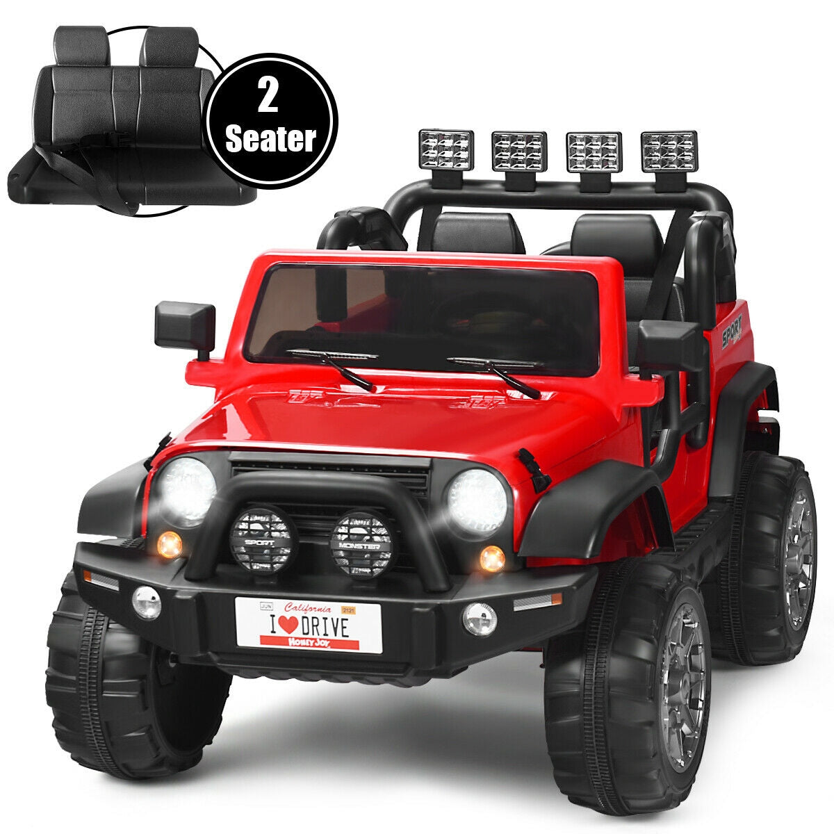 12V 2-Seater Ride-On Car Truck with Remote Control and Storage
