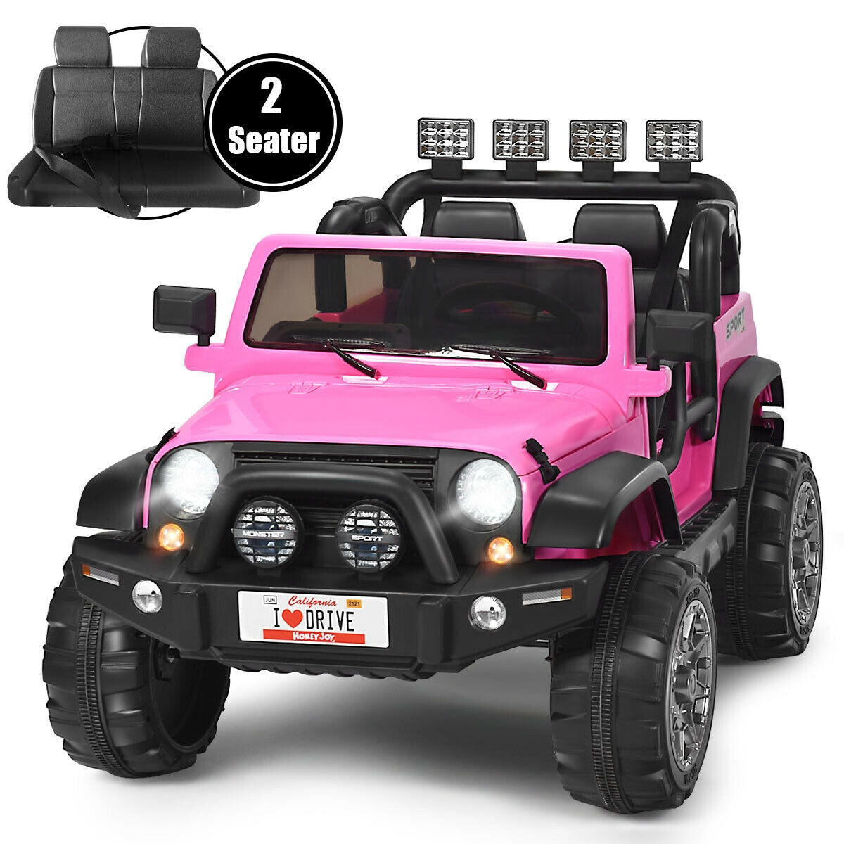 12V 2-Seater Ride-On Car Truck with Remote Control and Storage