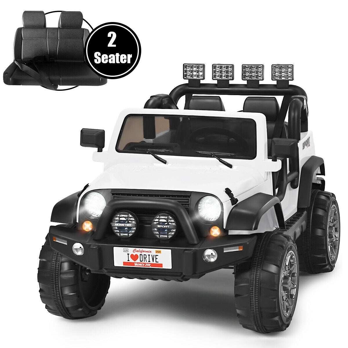 12V 2-Seater Ride-On Car Truck with Remote Control and Storage