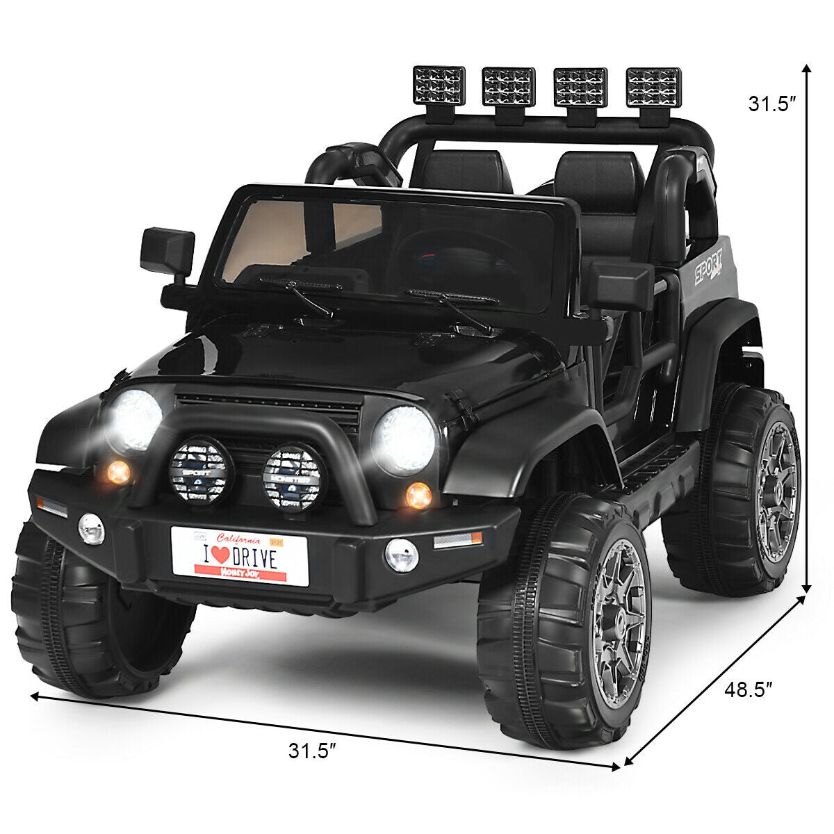 12V 2-Seater Ride-On Car Truck with Remote Control and Storage