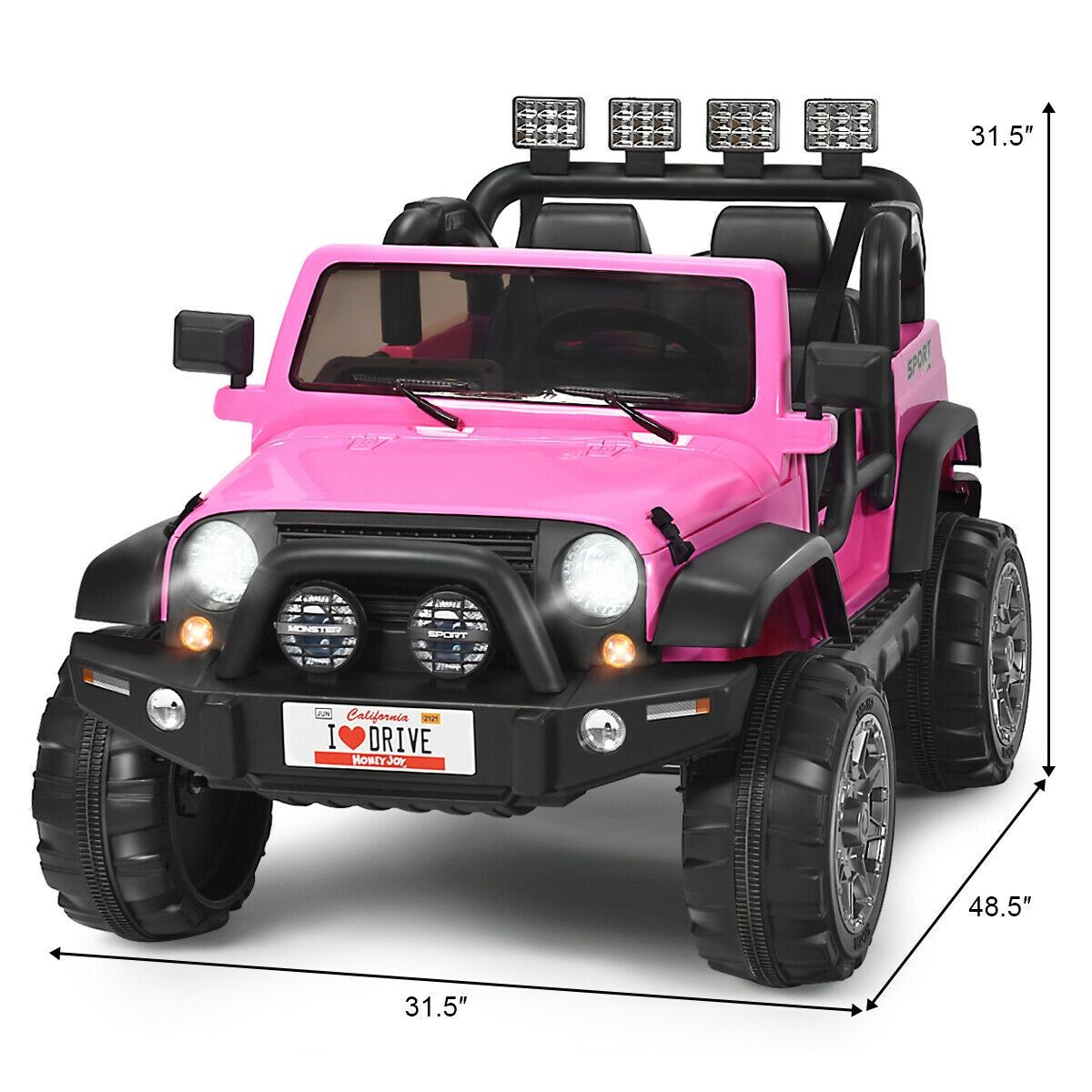 12V 2-Seater Ride-On Car Truck with Remote Control and Storage
