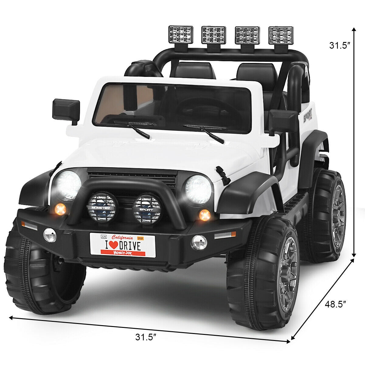 12V 2-Seater Ride-On Car Truck with Remote Control and Storage
