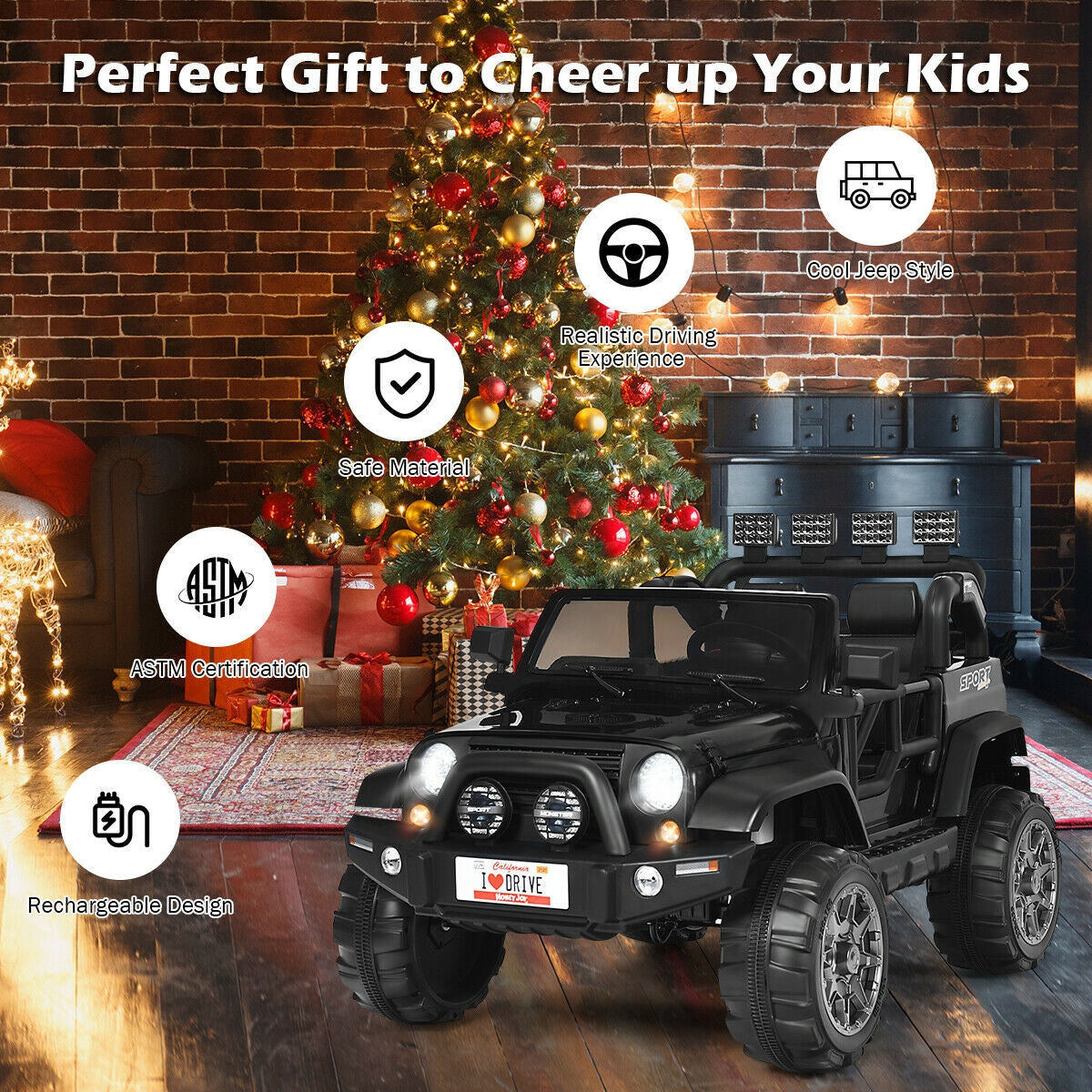 12V 2-Seater Ride-On Car Truck with Remote Control and Storage