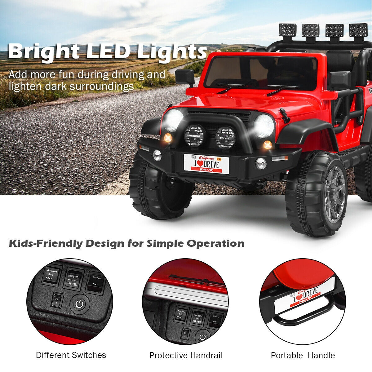 12V 2-Seater Ride-On Car Truck with Remote Control and Storage