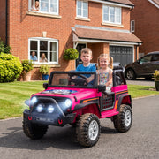 12V 2-Seater Ride on Truck Car with Dual Motors, Remote, Soft Start, 4-Wheel Suspension, Lights, Music, USB, Horn-Toys & Games > Baby & Toddler Toys > Electric Ride-On Toys > Electric Toy Cars-DECOROLALA