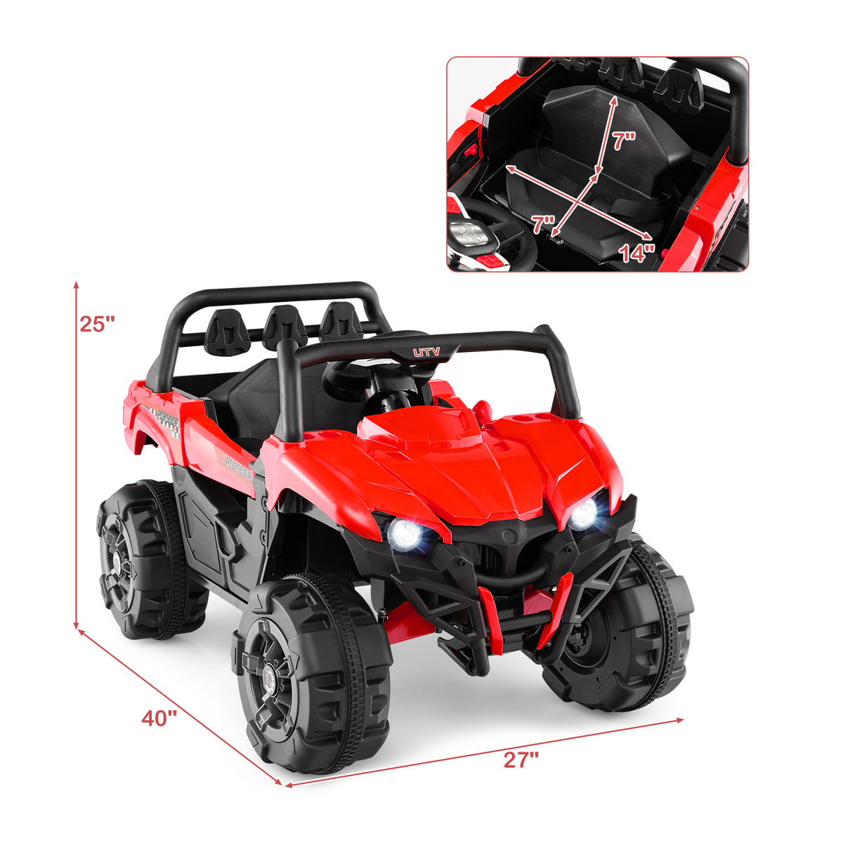 12V Kids Ride-On UTV Electric Truck with Remote Control - Red